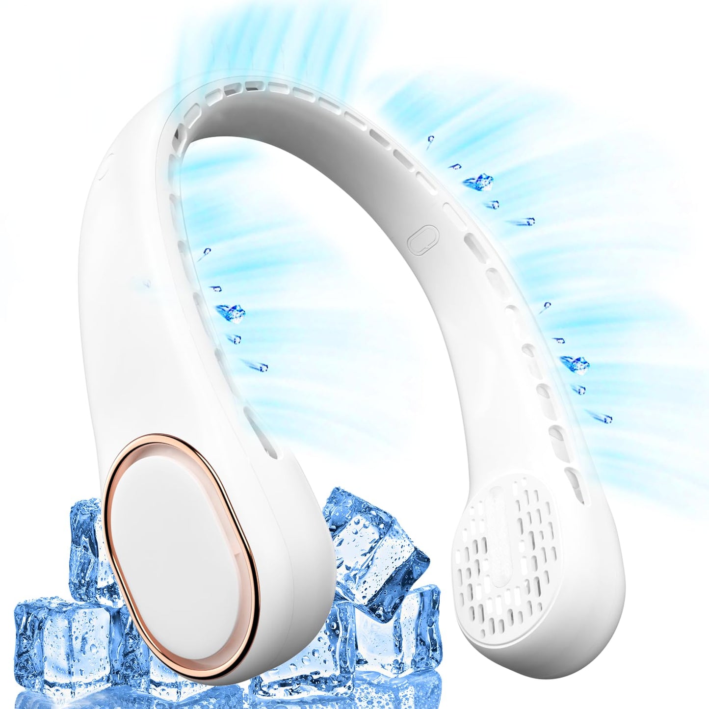Pirvlin Neck Fan, Portable Neck Fan, 360° Airflow, Ultra Quiet, 3 Speeds, 5000mAh Personal Wearable Neck Fan, Free Your Hands, Suitable for BBQ, Concert, Outdoor Activities(White)