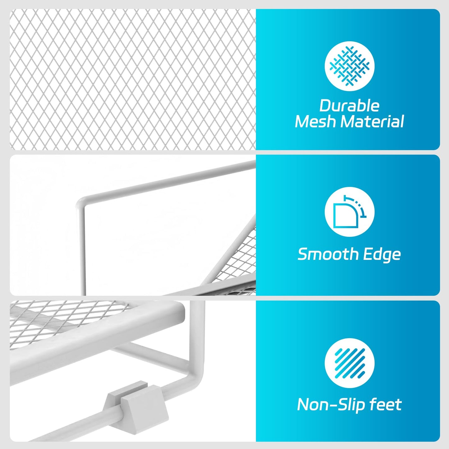 SUPEASY Desk Organizer with File Holder, 5-Tier Paper Letter Tray with Pen Holder, Desktop Organization and Storage for Office Supplies, Metal Mesh, White