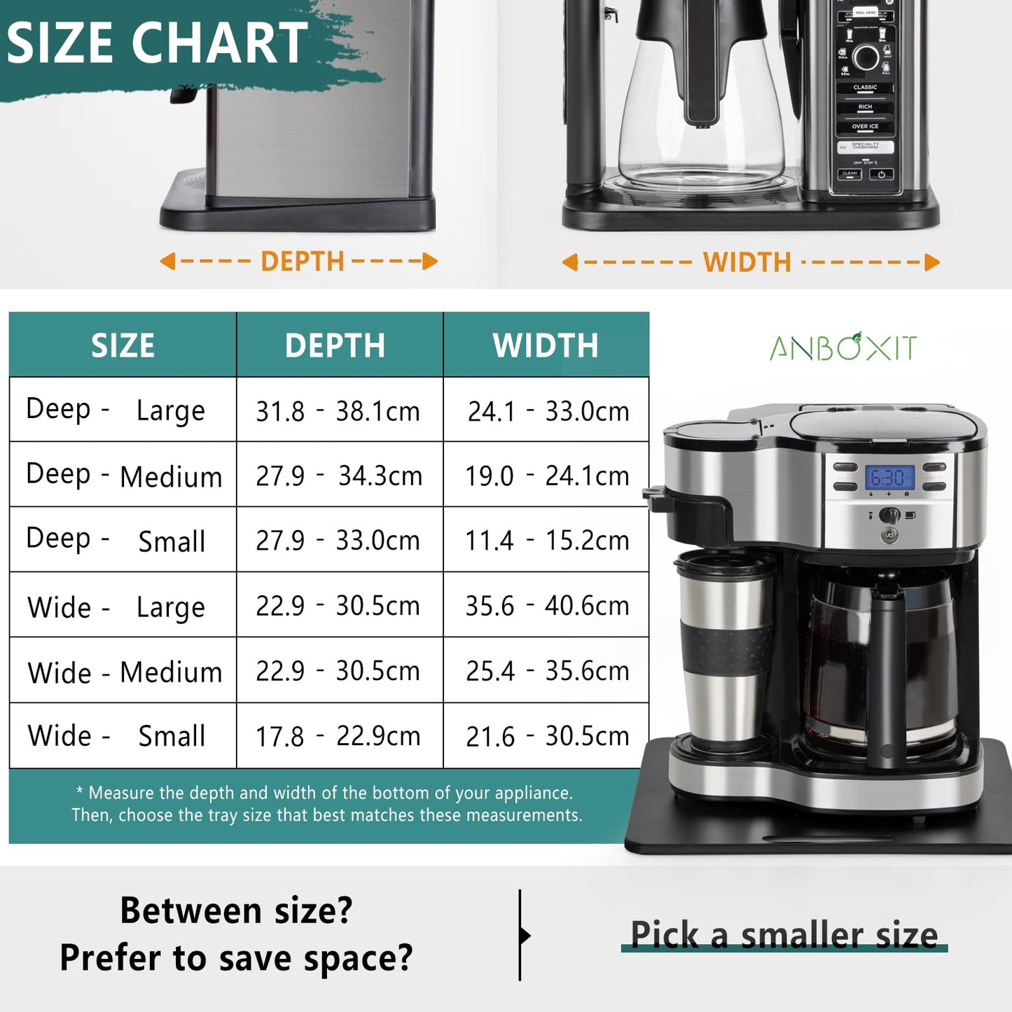 ANBOXIT Metal Appliance Slider, Sliding Tray for Coffee Maker,360° Effortless Movement,Small Appliance Rolling Tray for Counter, Coffee Pot Slider, Wide - Medium (13"D x 14"W)