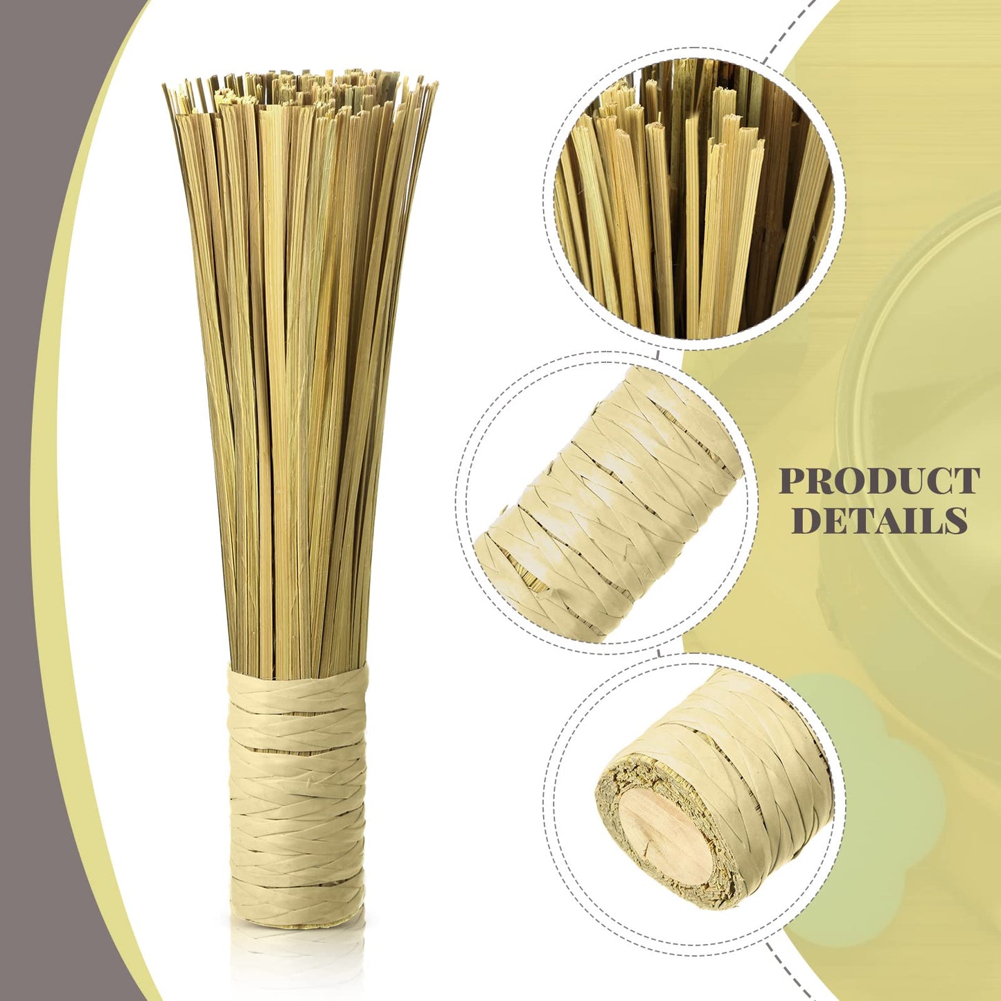 4 Pcs 12 Inches Bamboo Wok Brush Bamboo Kitchen Cleaning Brush Pot Scraper Scrubber Dish Pan for Cooking Skillet Grill Utensils Scrubbing