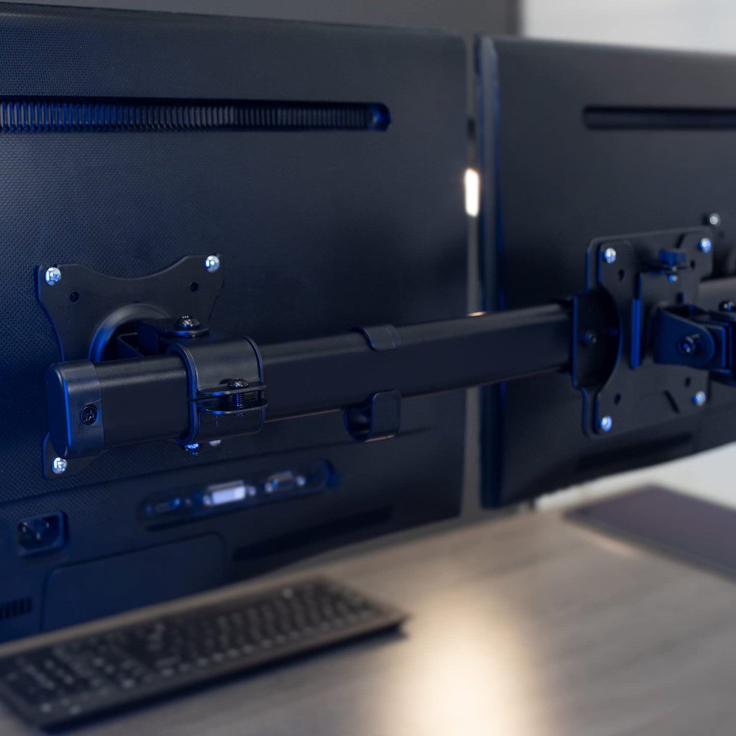 Dual VESA Bracket Adapter Horizontal Assembly Mount, 2 Monitor Screens up to 27"