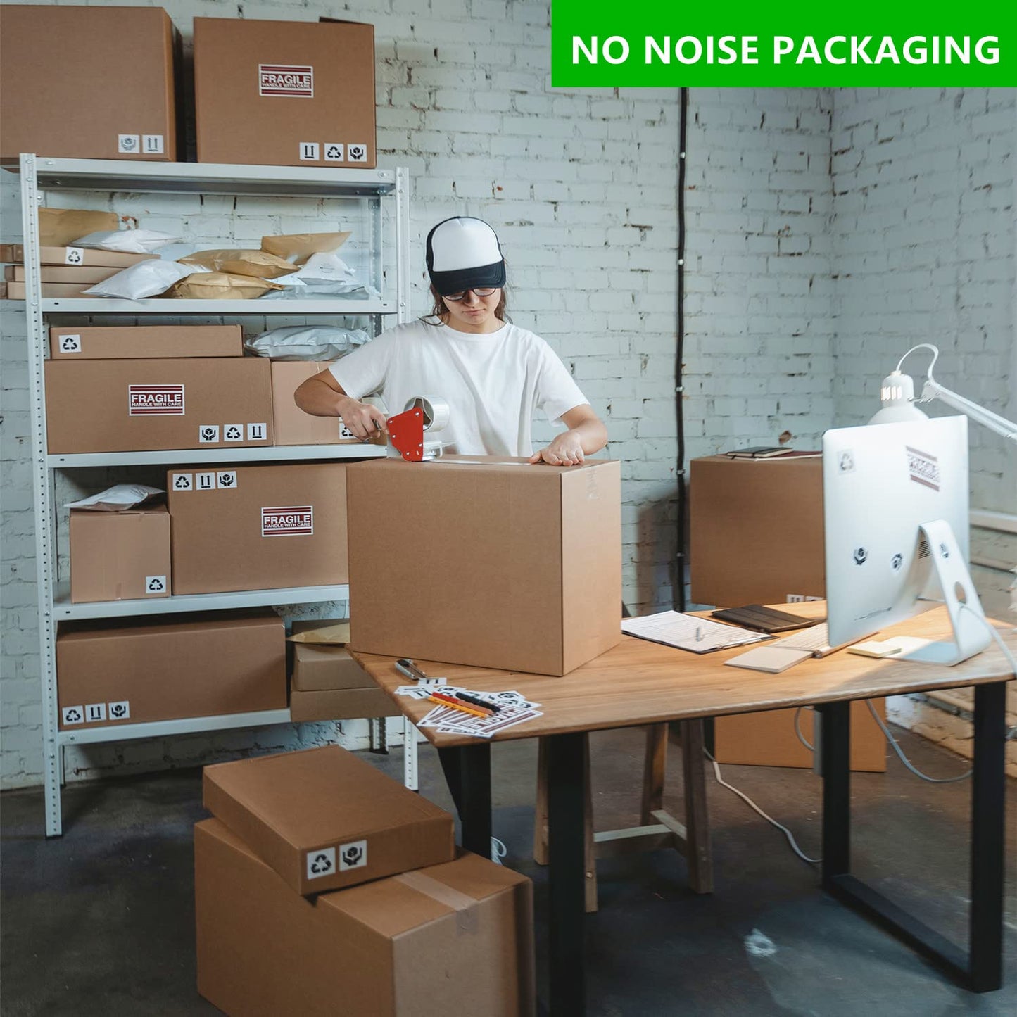 COSIMIXO 18rolls,No Noise Silent Packing Tape 2.4mil x 1.88" x 110 Yards,Industrial Heavy Duty Noiseless Packaging Tape for Quiet Packing Shipping Moving and Storage