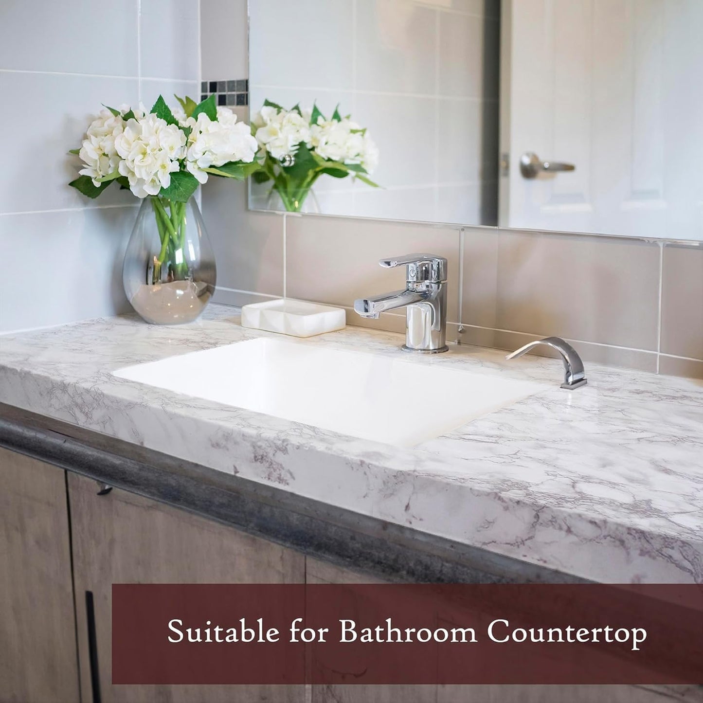 Very Berry Sticker Marble Peel and Stick wallpaper (Stone White, 61 x 300cm) Premium Vinyl Wrap for Countertops, Bathroom Vanities & Cabinets, Renter Friendly, Waterproof Contact Paper
