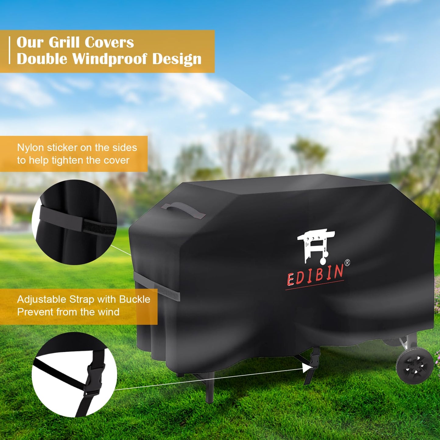 EDIBIN 28” Griddle Cover for Weber 28 Inch Griddle, Heavy Duty Waterproof, Black