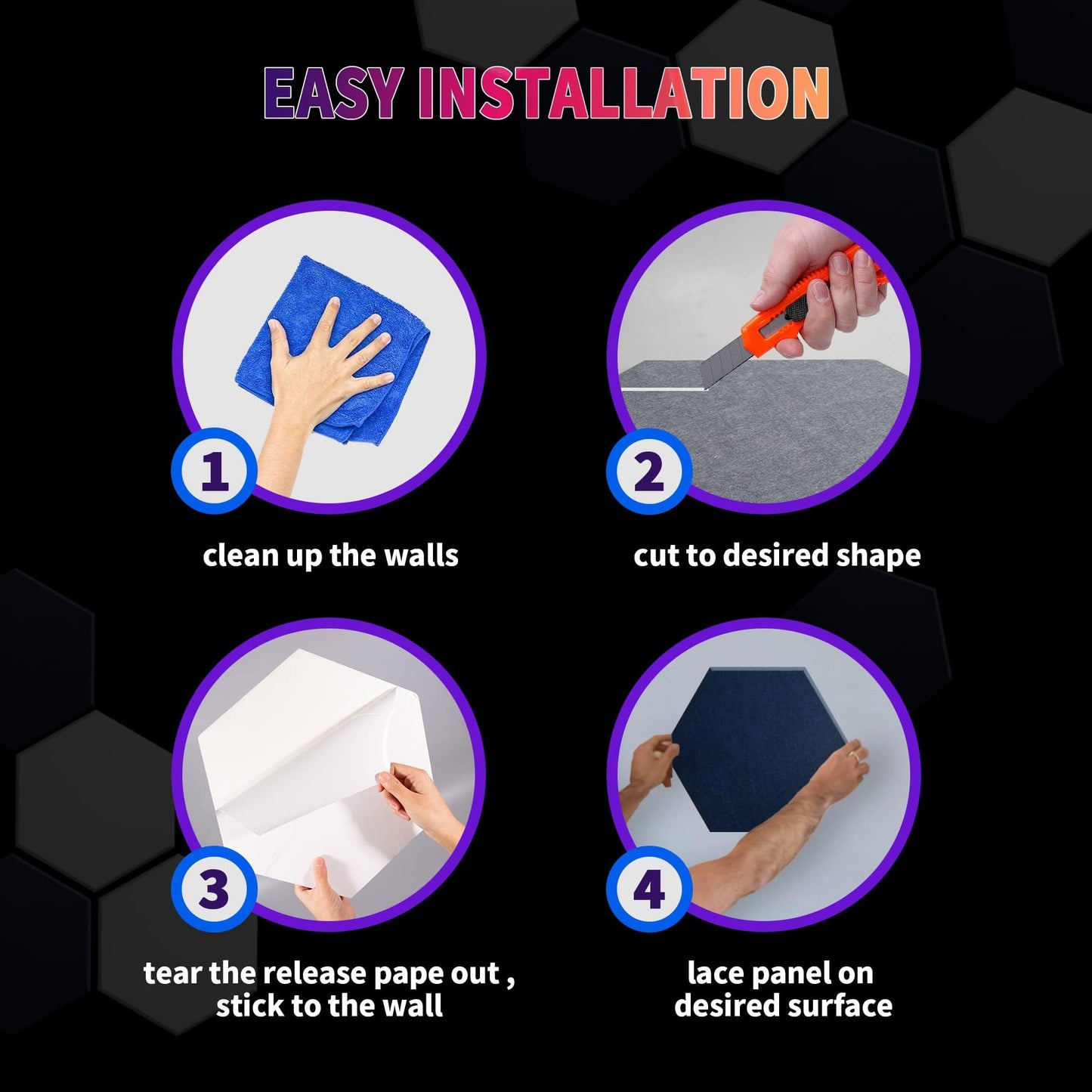 Mollywell Hexagon Acoustic Panels 14x12 - Reduce Echo & Reverb, Noise Blocking Wall Tiles for Living Room & Studio, Afraica & Moon Gray Sound Absorbing Panels