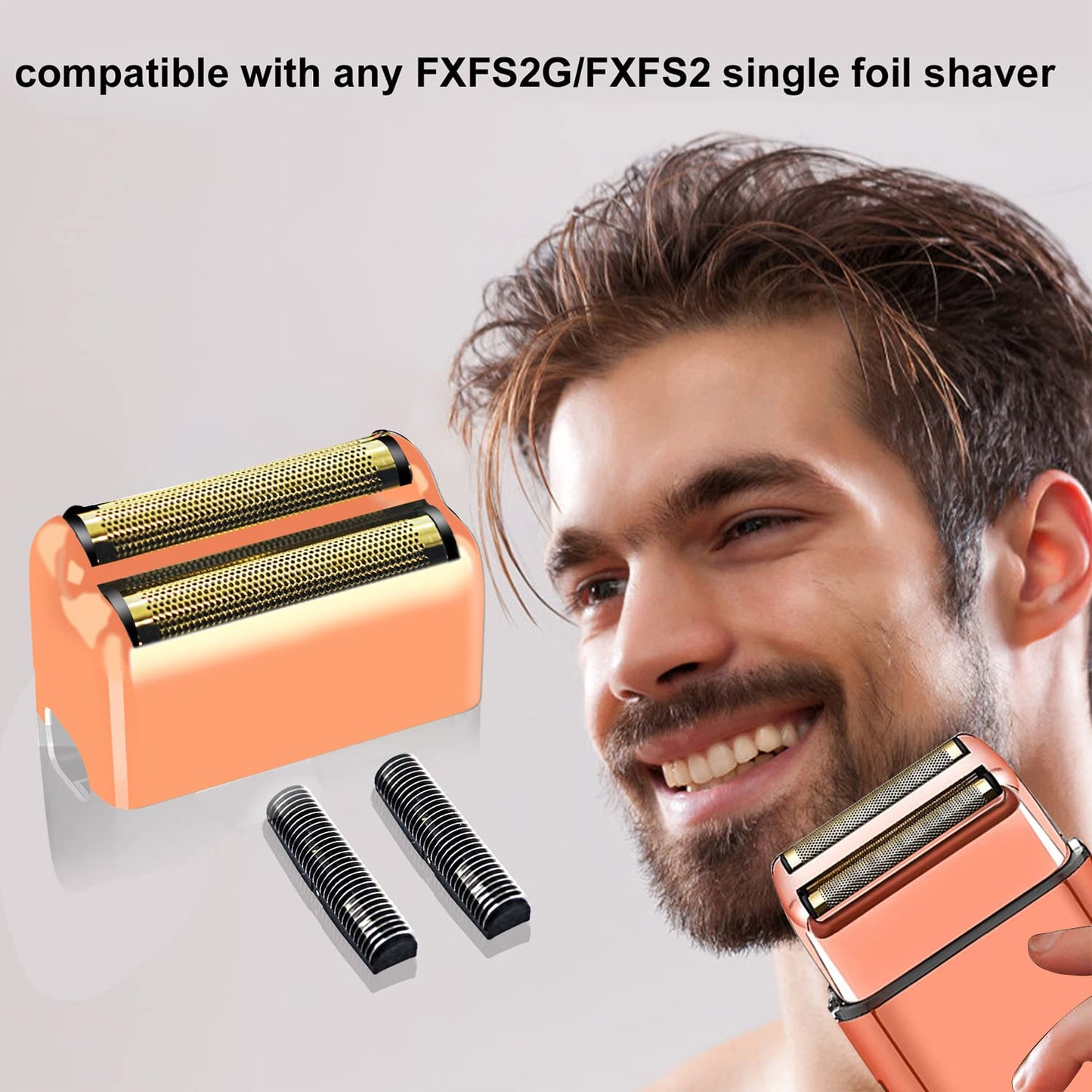 3 pack Professional Replacement Foil and Cutters for BaBylissPRO Barberology Double Foil Shaver, Compatible with BaBylissPRO Barberology FXFS2 Shaver(Rose Gold)