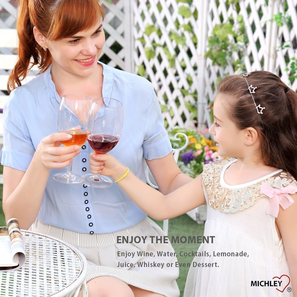 MICHLEY Unbreakable Wine Glasses, 100% Tritan Plastic Shatterproof Wine Glasses, BPA-Free, Dishwasher-Safe 20 oz, Set of 6