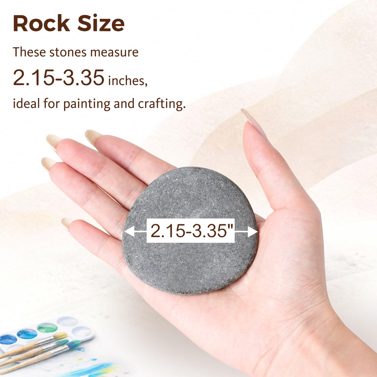 ROCART 100 PCS Large 5.5-8.5 cm Smooth Natural River Rocks for Painting, Flat Painting Rocks & Craft Stones for Arts, Kindness Rock, Garden & Classroom Projects