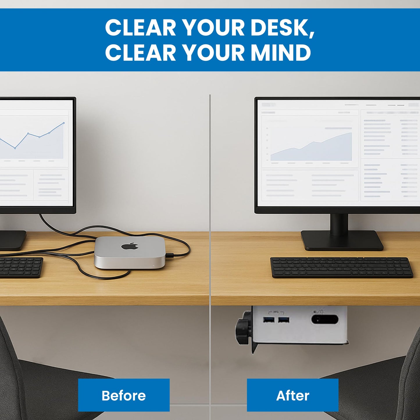 Mount-It! Adjustable Thin Client Mini PC Mount – Under Desk, Wall, Pole, or VESA Monitor Stand – Fits Mac mini, Small CPUs, Thin Clients, Docking Stations – Holds 11 lbs