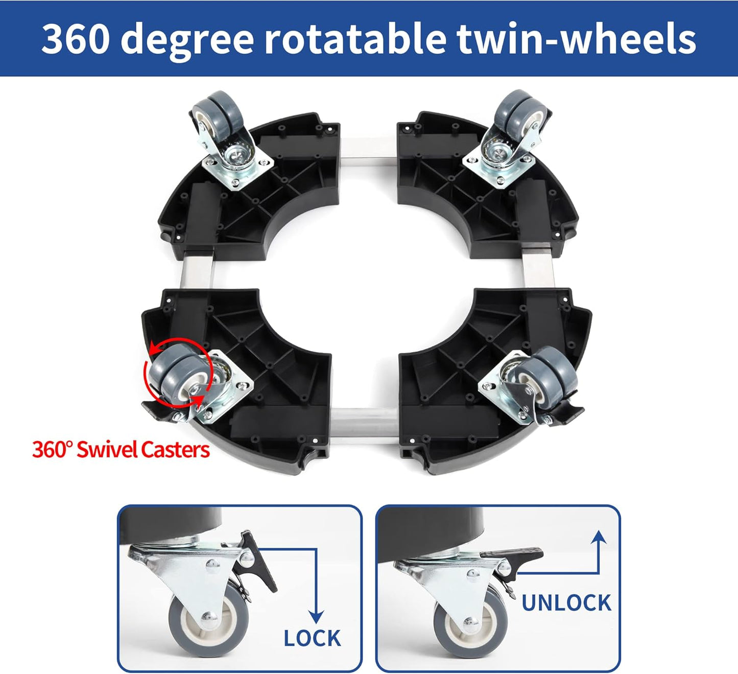 W B D WEIBIDA Plant Caddies with Wheels 2 Pack Heavy Duty Rolling Plant Stand Large Potted Plant Dolly Cart Garden Pot Mover