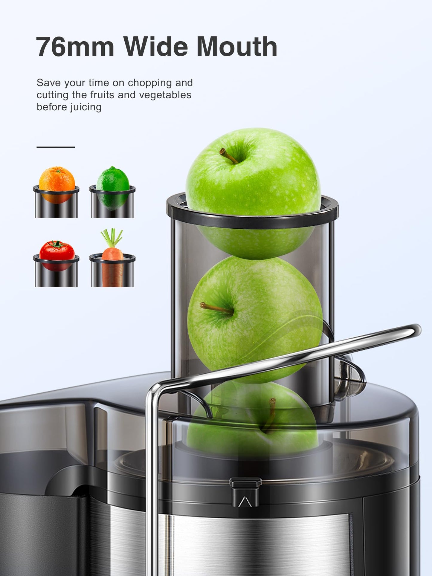 Reemix Juicer Machine, Big Mouth Large 3” Feed Chute for Whole Fruits and Vegetables, Easy to Clean, Centrifugal Extractor, BPA Free (Black, 500W)