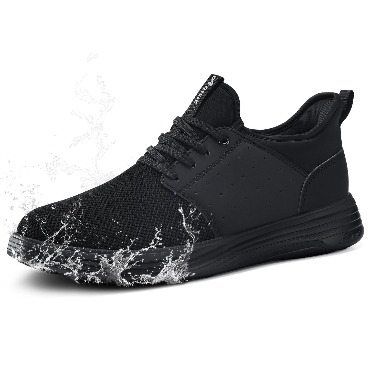 ARISIC Men's Non Slip Work Shoes Waterproof Slip On Lightweight Slip Resistant for Food Service Kitchen Chef Restaurant Breathable Stylish Working Footwear, Black, 12 Women/10.5 Men