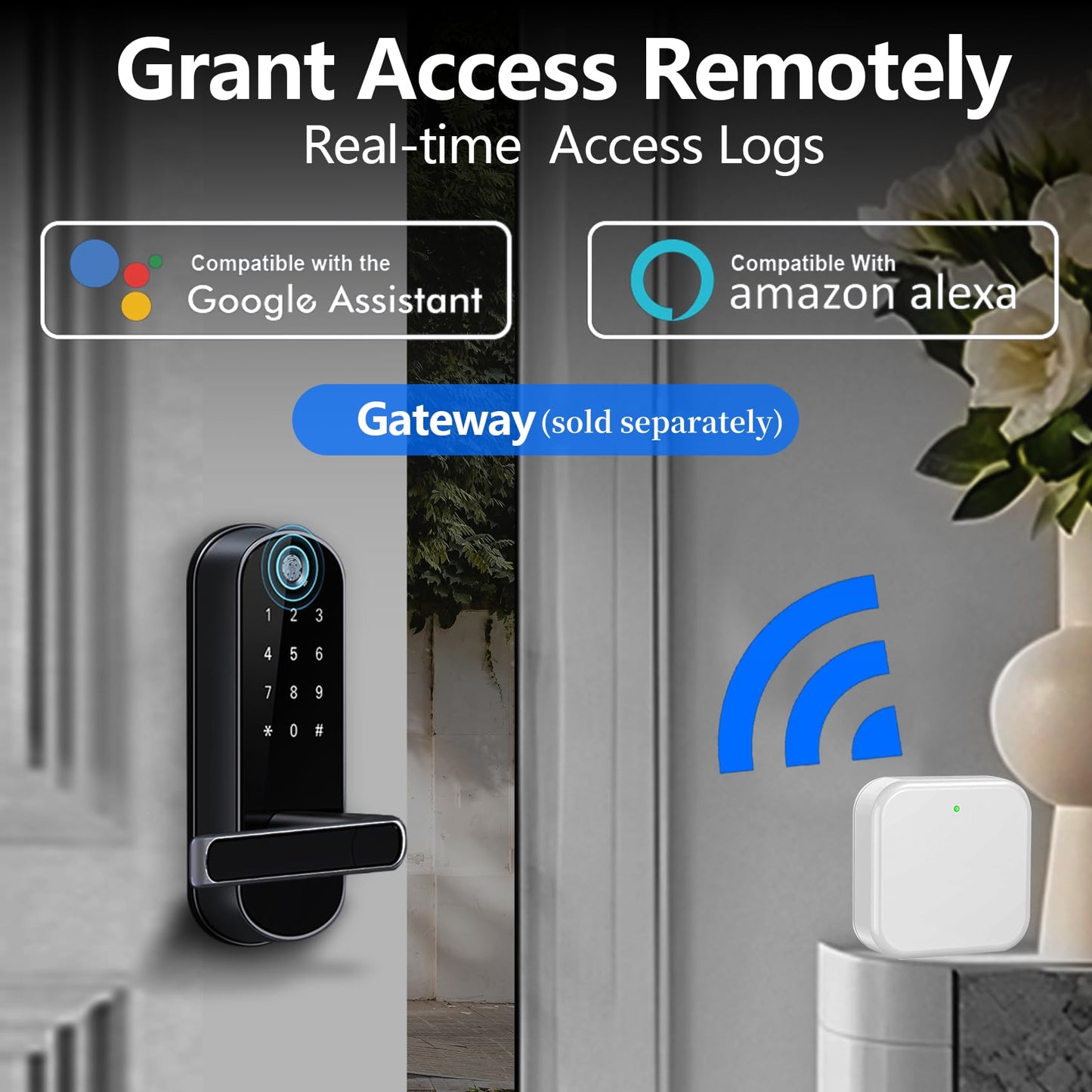 Keyless-Entry Fingerprint Smart Door Lock: Sifely Digital Electronic Lock with Code Passcode, Electric Door Knob, Biometric Handle, Perfect for Entry Doors, Bedroom Doors (Black Smart Lock)