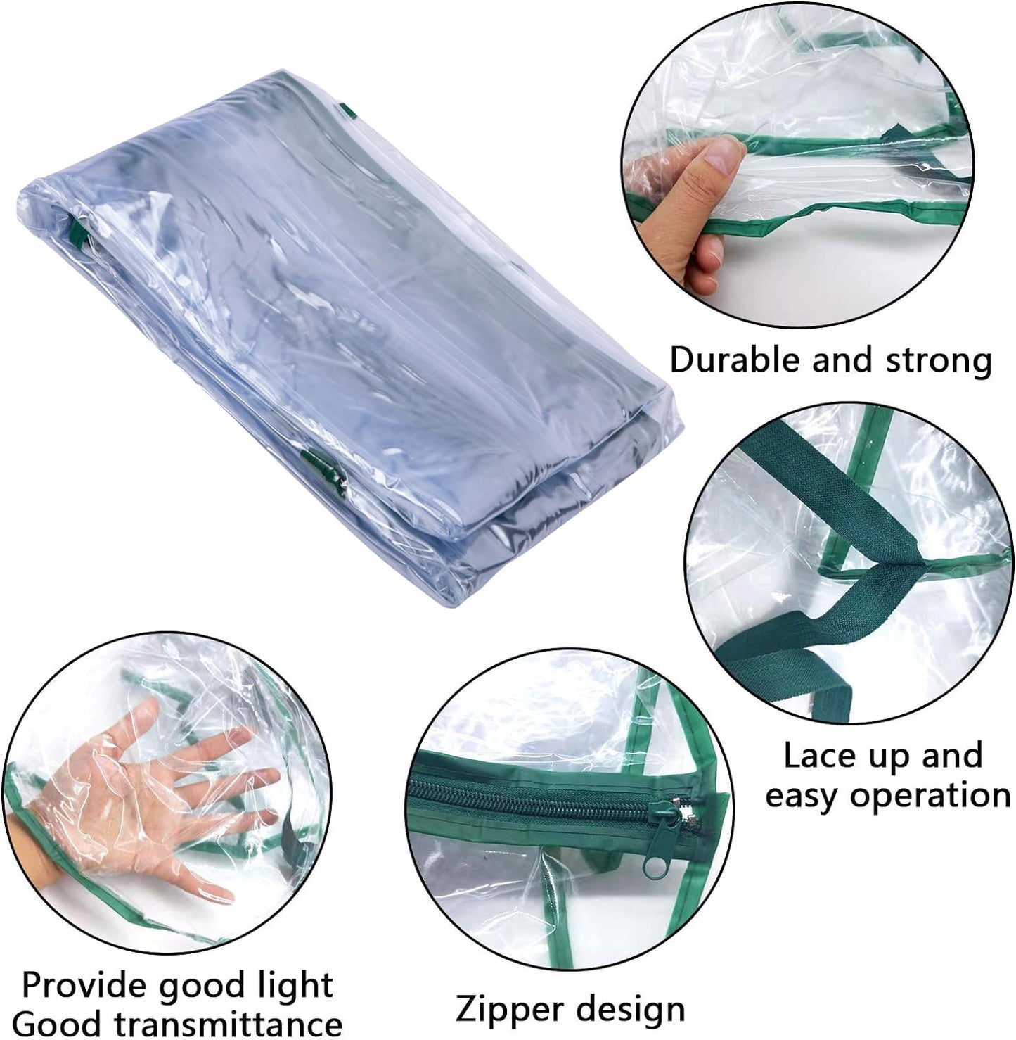 2 Pcs 4 Tier Greenhouse Replacement Cover- 27 x 19 x 63 Inch Clear PVC Plant Greenhouse Cover with Roll-Up Zipper Door for Gardening Plants Flowers (Frame Not Include)