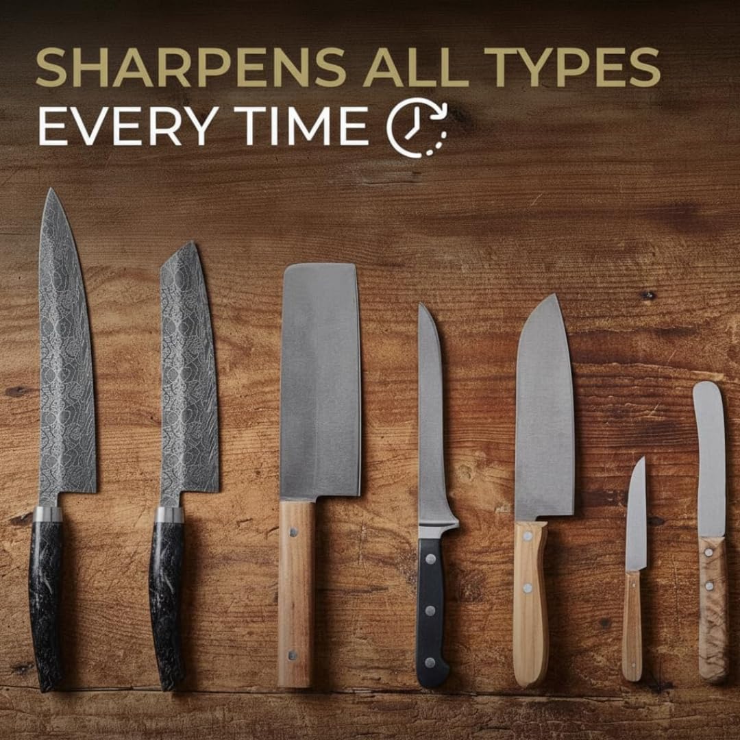 5 Angles Stainless Steel Rolling Knife Sharpener with 400, 1000 & 3000 Replacement Discs - Blunt Knife Sharpening Kit with 12°, 15°, 17°, 19° and 22° Sharpening for Kitchen & Chef's Knives