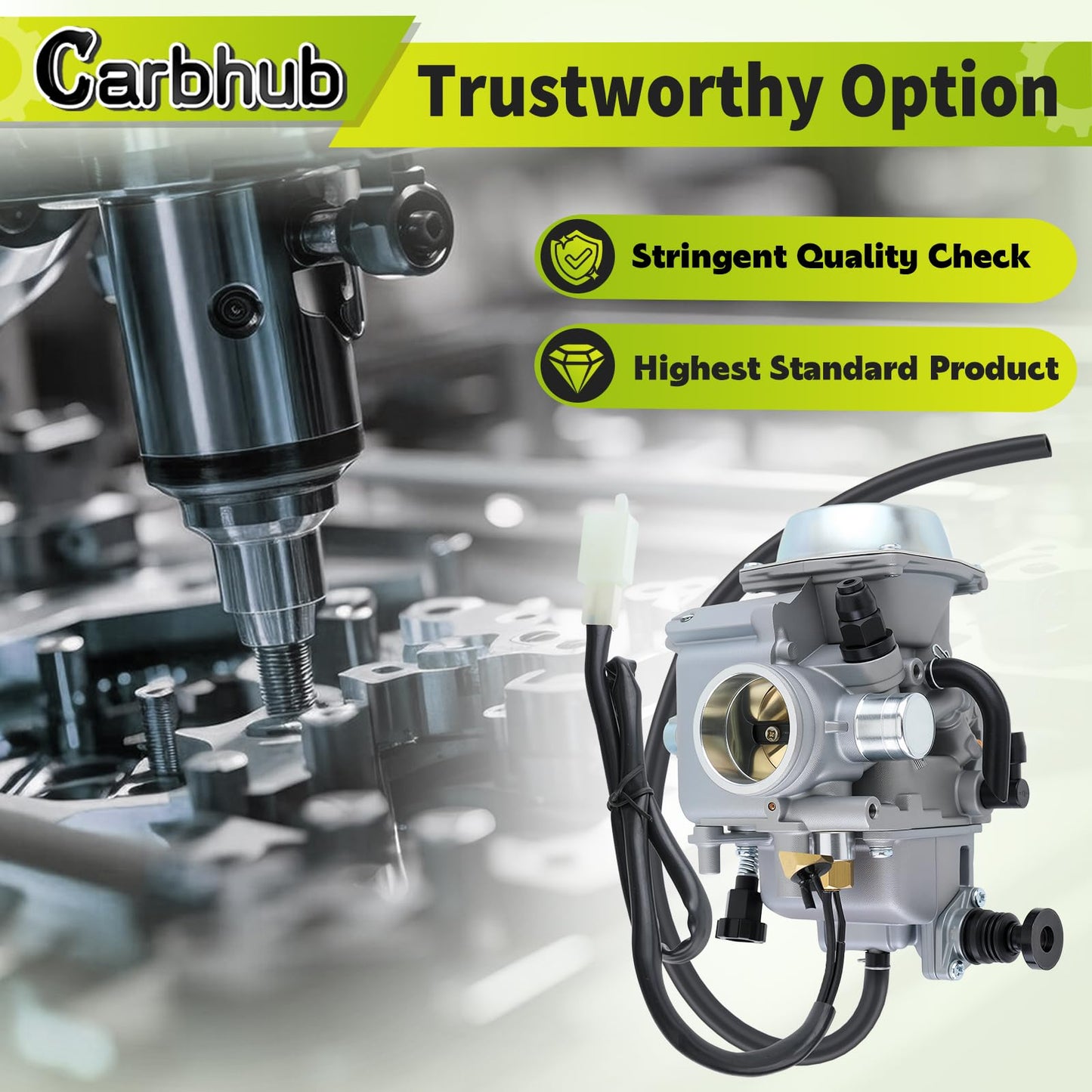 Carbhub Carburetor for Honda Foreman 450 TRX 450 TRX450ES TRX450FE TRX450FM TRX450S 1998-2004 Aftermarket Carb with Throttle Base Cover & Screw