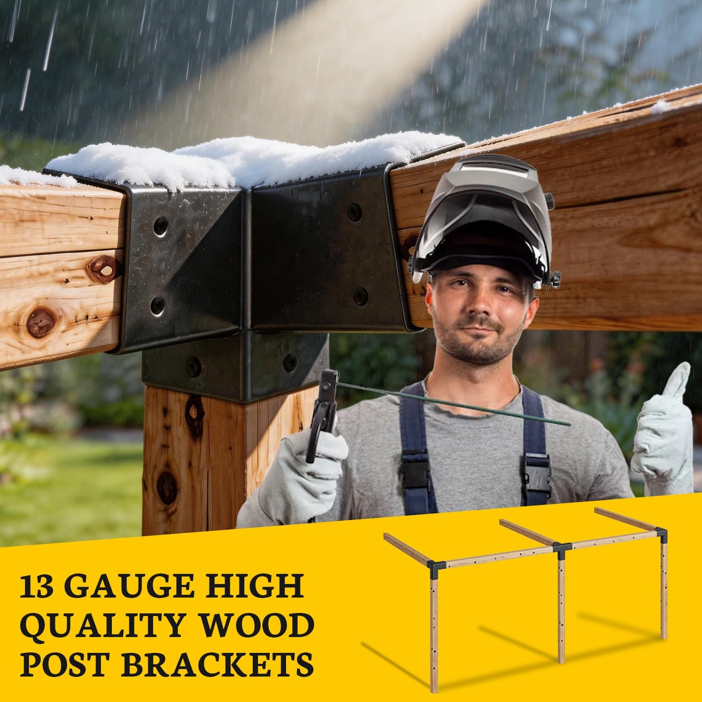 Qrooviiy 15 Degree Pegola Bracket Kits,3-Way Right Corner Woodwork Brackets for 4" x 4" (Actual:3.5"x3.5") Lumber,DIY Gazebo Brackets for Patio Pergolas, Gazebos, Log Cabin W/Hardware - 2Pack
