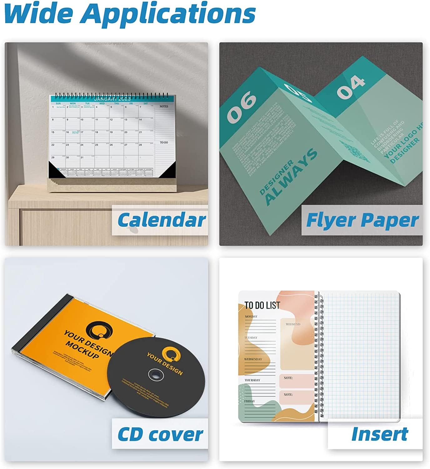 Uinkit 200 Sheets Brochure Paper Glossy Double Sided 8.5x11 Inkjet 37lb 140gsm Dye Ink Thin Photo Picture Flyer Calendar Magazine CD Cover Letter (200)