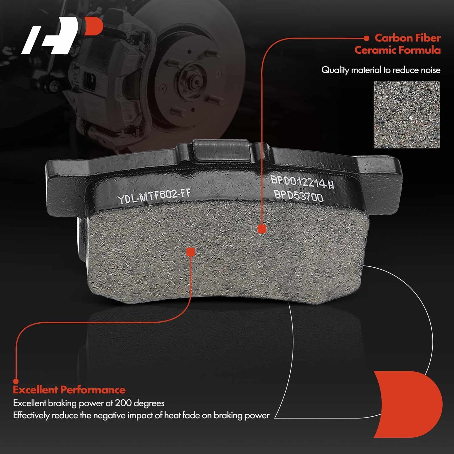 A-Premium Rear Ceramic Disc Brake Pads Set Compatible with Select Acura, Honda and Suzuki Models - Accord, Civic, CL, CSX, EL, ILX, Integra, RSX, TL, TSX, Vigor, CR-Z, Prelude, S2000, Kizashi, SX4