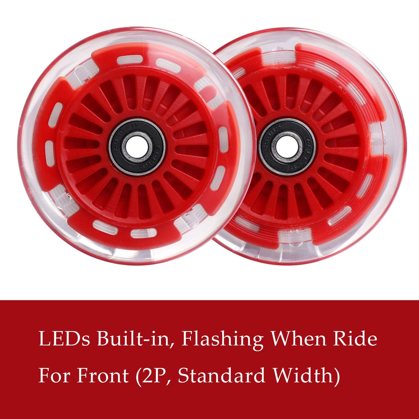WHEELGOO 4-Pack Wiggle Car Quiet PU Replacement Wheels for Plasma Car Toys (Red)