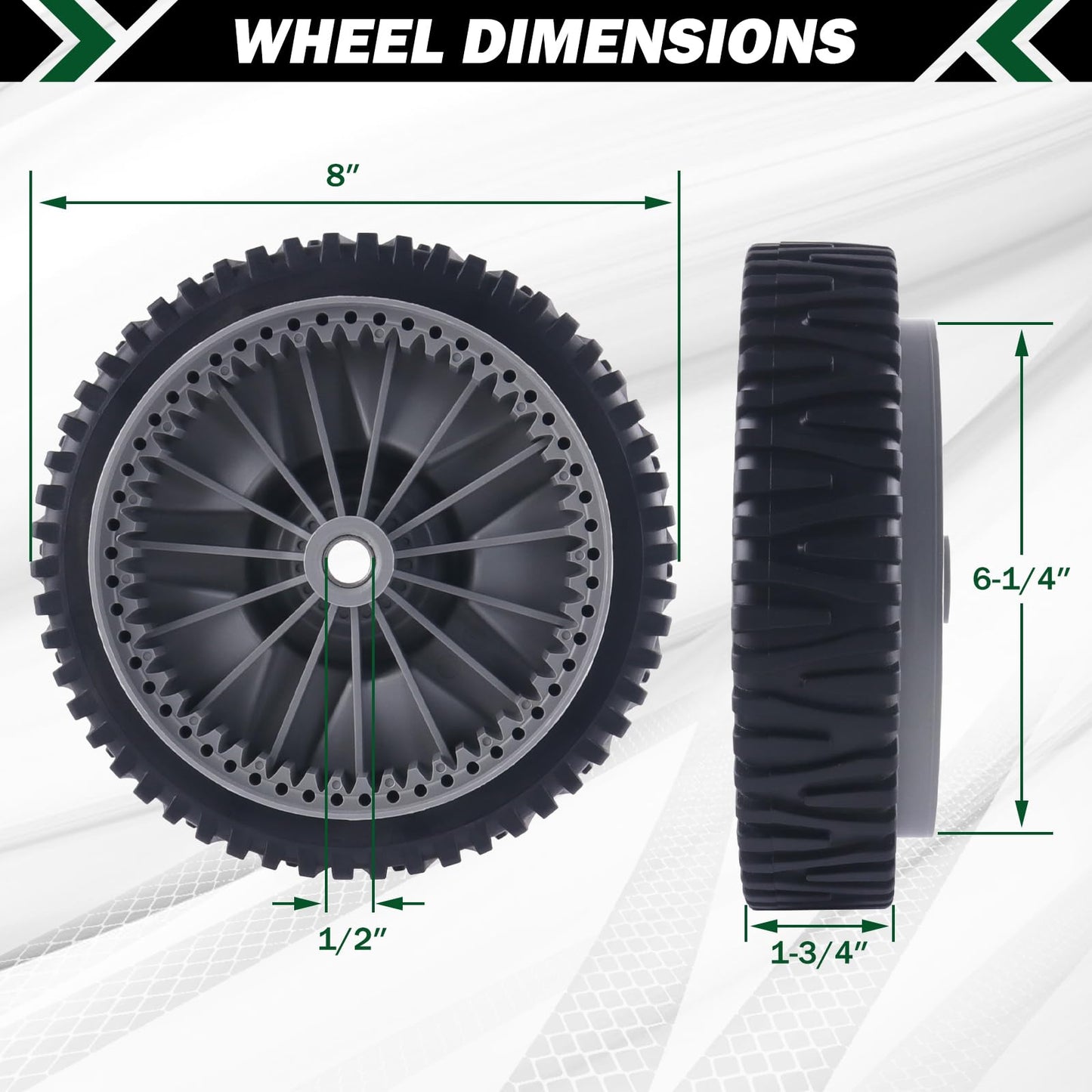 CheeMuii 193912X460 Lawn Mower Wheels 4 Pack 8" Push Mower Front Drive Wheels Replace for 581009202 193912X460 532400543 581009203 etc