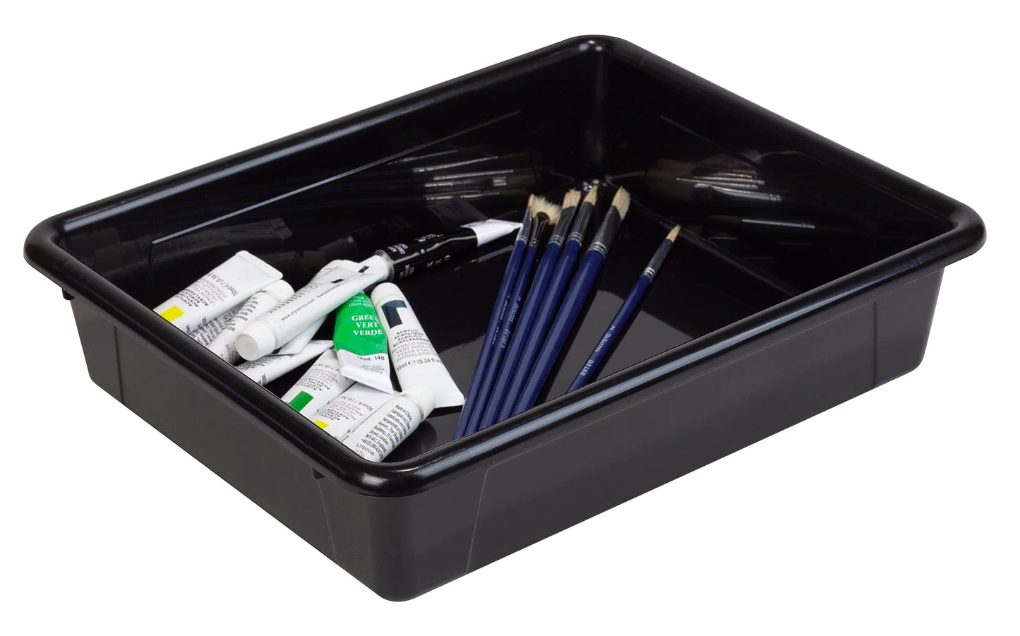 Storex Letter Size Flat Storage Tray – Organizer Bin for Classroom, Office and Home, Black, 5-Pack (62516A05C), 10 x 13 x 3 Inches