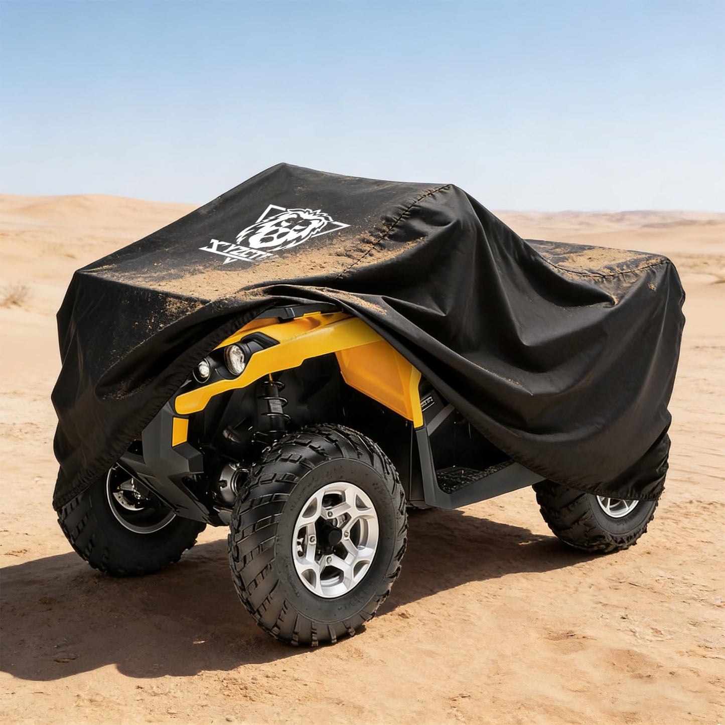 XYZCTEM Waterproof ATV Cover, Heavy Duty Black Protects 4 Wheeler from Snow Rain or Sun (Black, 82 inch)