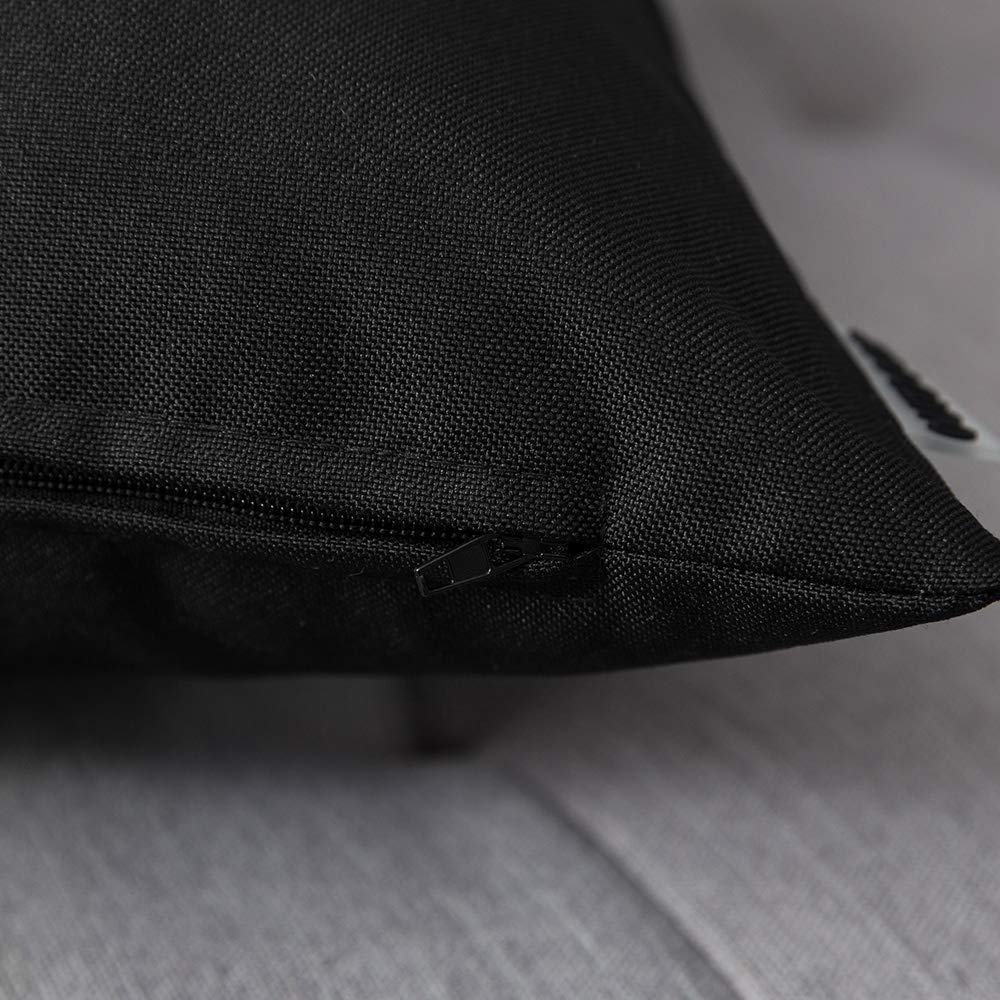 MIULEE Pack of 4 Decorative Outdoor Waterproof Pillow Covers Square Garden Cushion Cases PU Coating Throw Pillow Cover Shell for Tent Park Couch 20x20 Inch Black