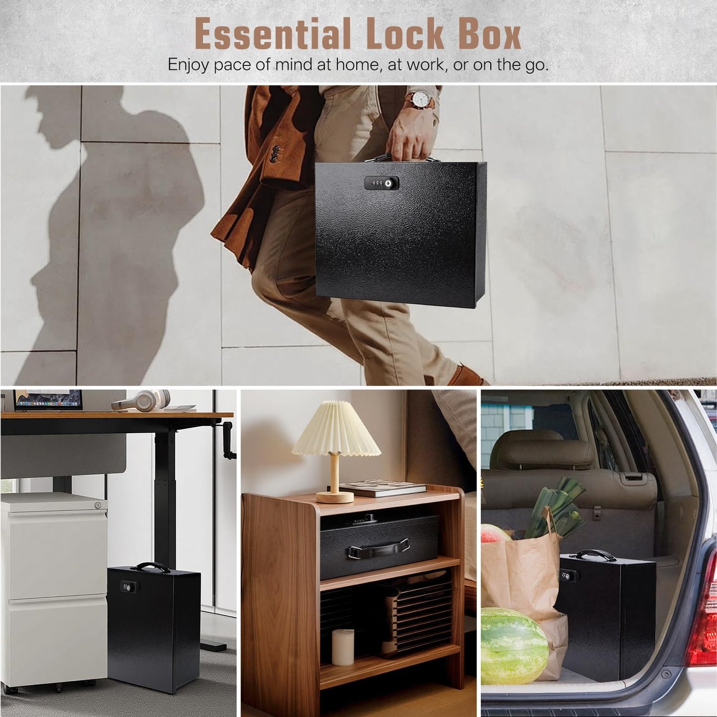 Fireproof Safe Lock Box Metal, Fire Proof Safe for Home Documents, Portable Security Box with Dual Combination and Key Lock for Personal Items,Passport, Money, X Large 13.2" x 11" x 4.13