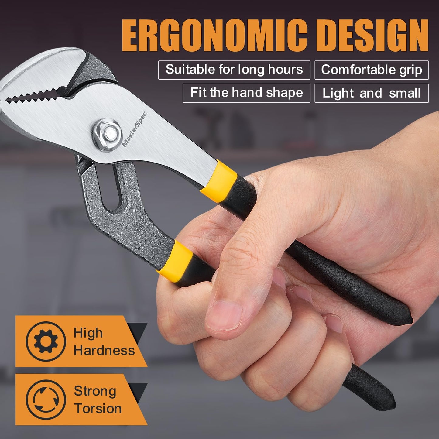 MasterSpec 10Pcs Hand Tool Set Pliers Set Multi-Grip Pliers Long Nose/Slip Joint/Diagonal/Combination/Jaw Locking/Water Pump Pliers/Adjustable Spanner for Home Industry