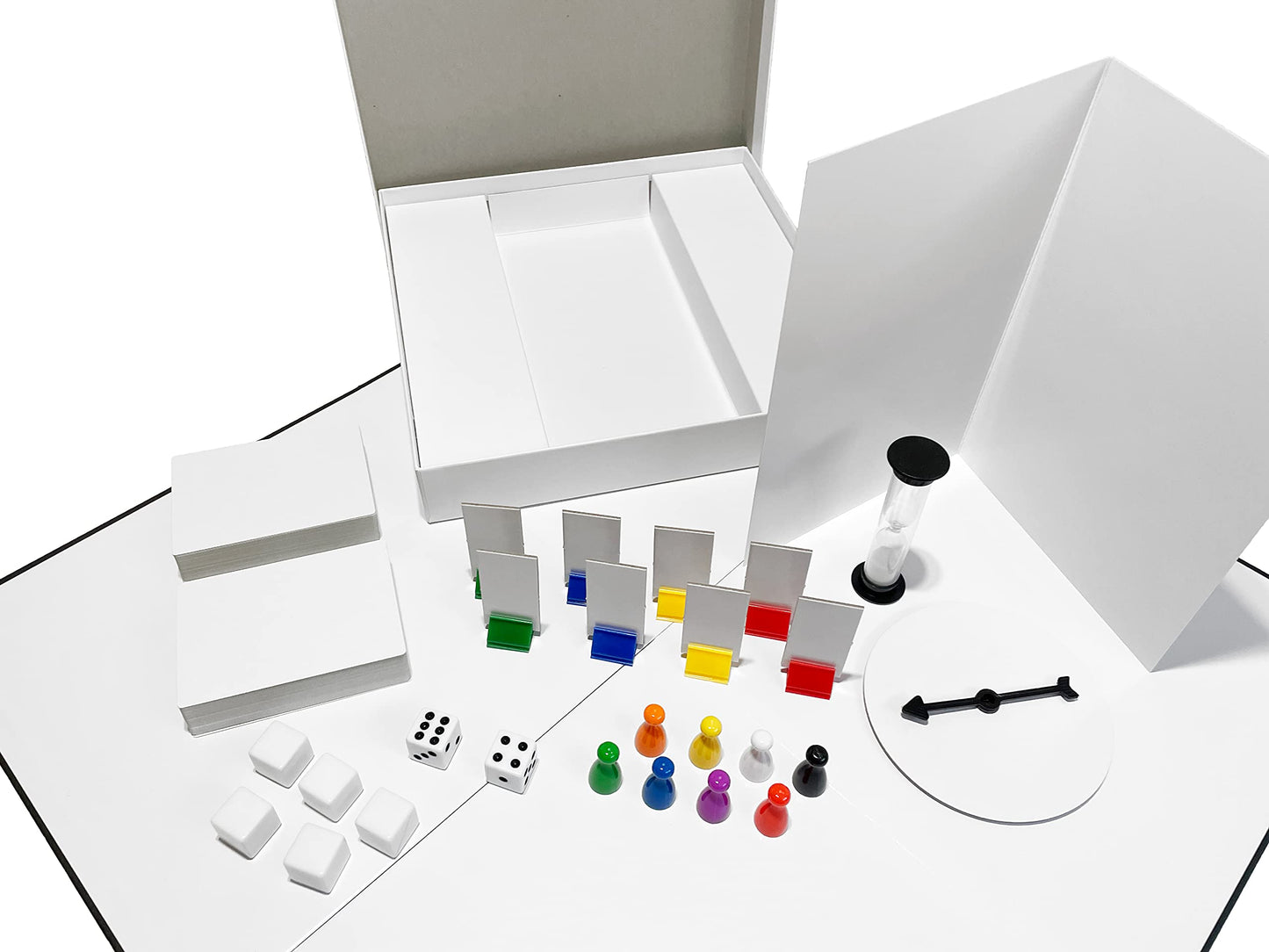 Create Your Own Board Game (Blank Game Board, Box & Accessories) Deluxe Pack with Game Pieces, Blank Cards, Rule Sheet, Sand Timer, Dice and More. DIY Board Game, Build Your Own Custom Board Game