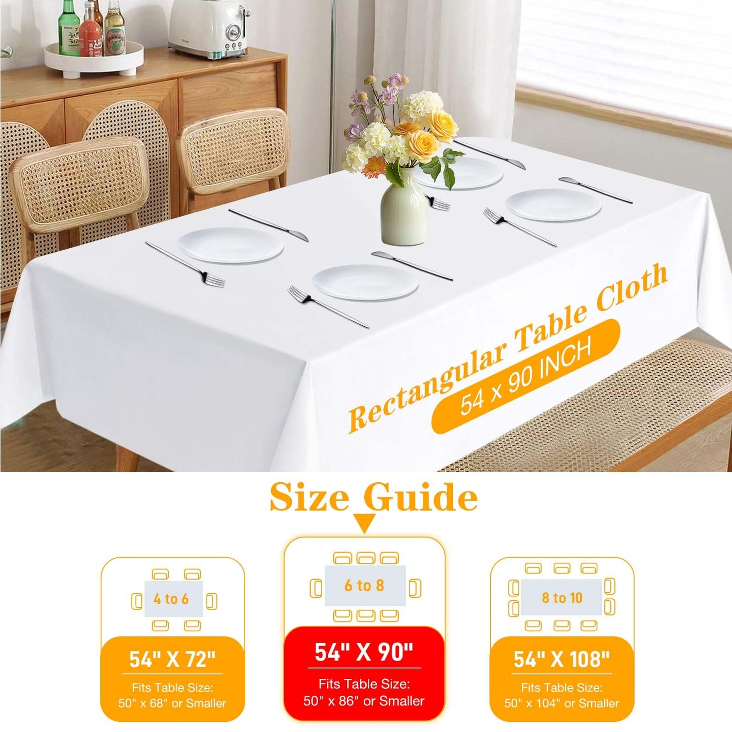 Table Protector Waterproof Deluxe Heavy Duty Vinyl Tablecloth with Flannel Backing Protects Tables from Spills and Scratches Cut to Fit Table Pad for Dining Room Table, 54" x 90" Rectangle