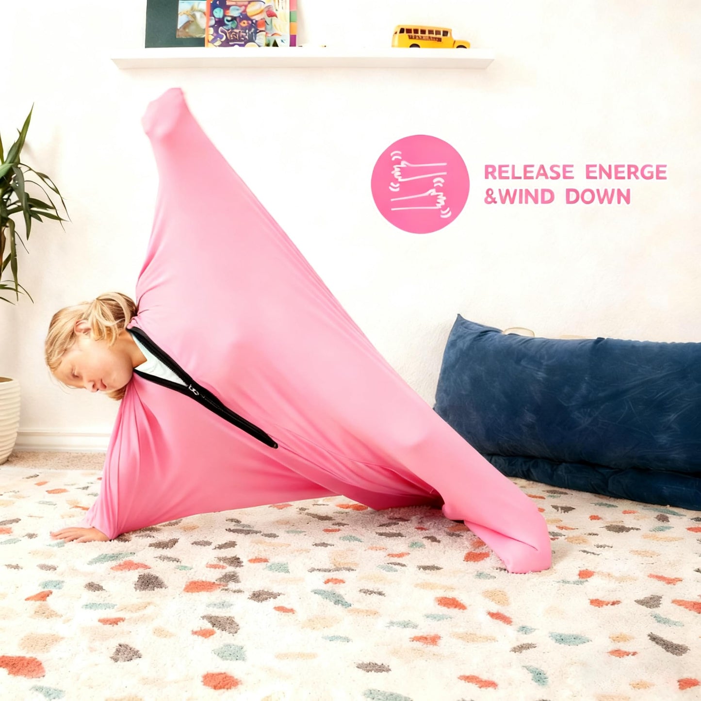 Sensory Body Sock for Kids Adult, Full-Body Wrap Stretchy Body Sox to Relieve Stress for Children with Autism, Anxiety (pink, L/Height:140-160CM)