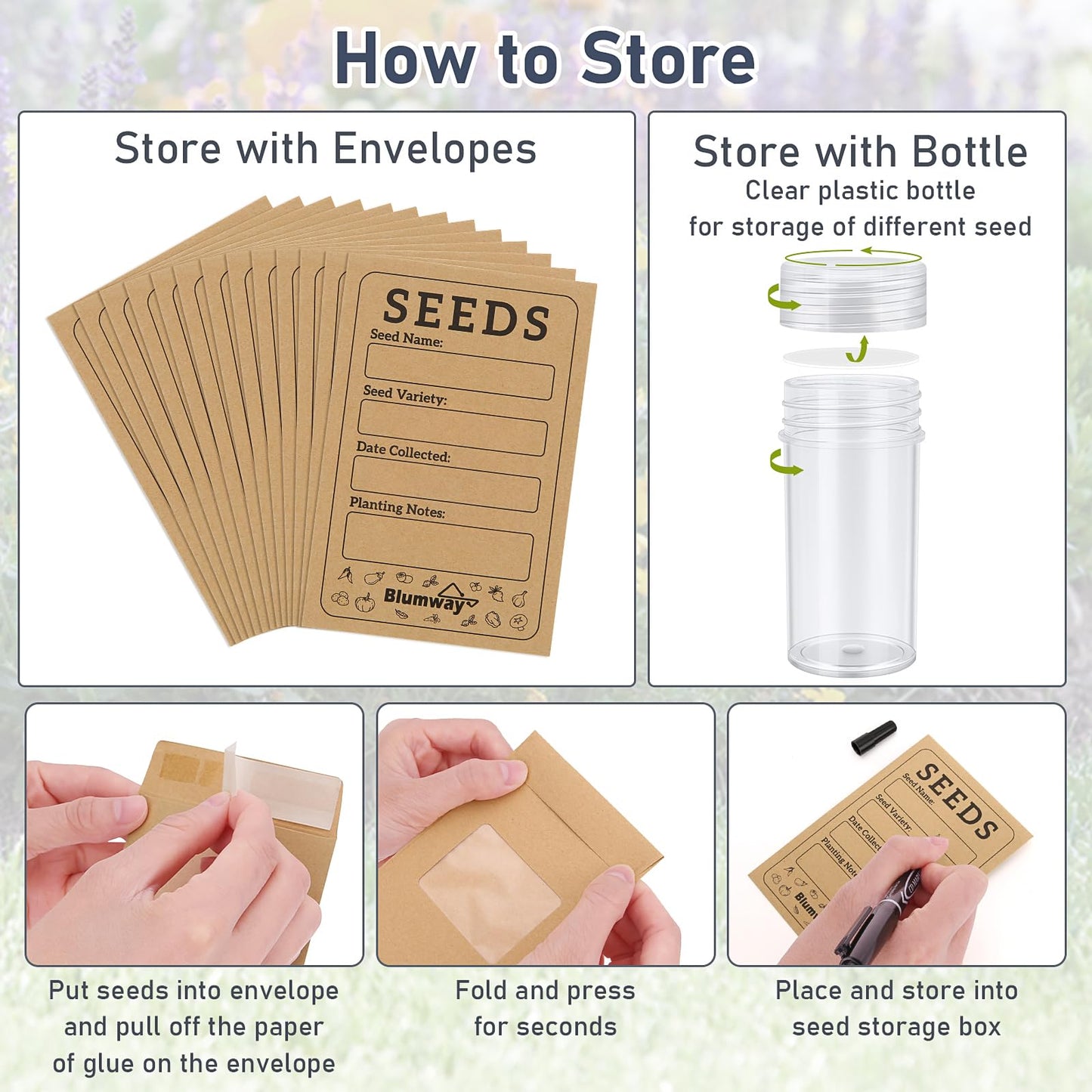 BlumWay Seed Storage Organizer, Metal Seed Saving Box with Lid, Seed Storage Container with Safety Locks, 4 Compartments Seed Packet Organizer, Garden Seed Bin for Plants Flower- Green