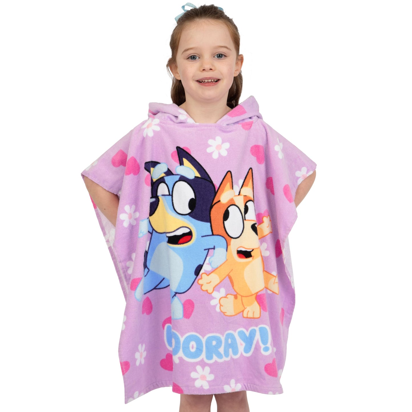 Bluey Towel Poncho | Girls Hooded Beach Towel | Cotton Girls Bath Towels | Kids Swimming Towels | One Size | Purple
