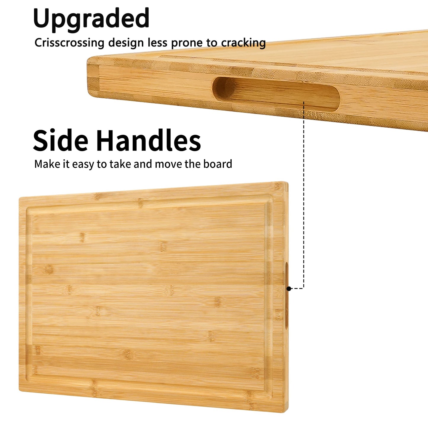 Utoplike Extra Large XXXL Bamboo Cutting Board 24'' x16''(60cm x 40cm), Largest Wooden Butcher Block for Turkey, Meat, Vegetables, BBQ, Chopping Board with Handle and Juice Groove