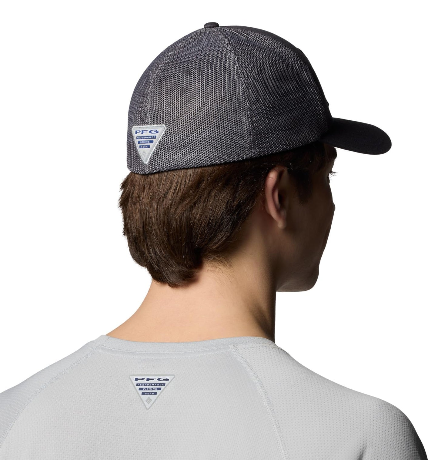 Columbia Unisex PFG Patch Mesh Ball Cap, Shark/City Grey/Redfish Shine, Large/X-Large