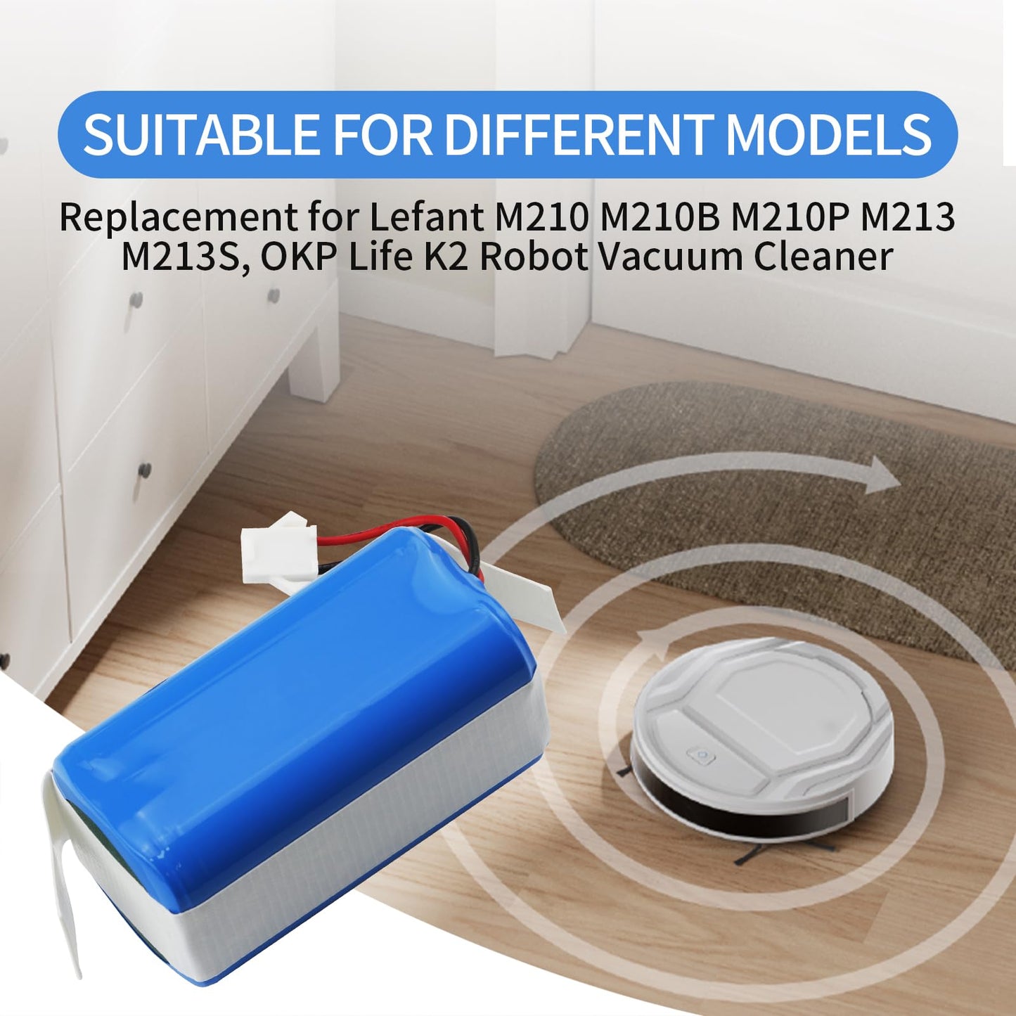 ZTHY New 2000mAh 12.8V Vacuum Battery Replacement for Lefant M210 M210B M210P M213 M213S,OKP Life K2 Robot Vacuum Cleaner Series IFR 18650 4S1P