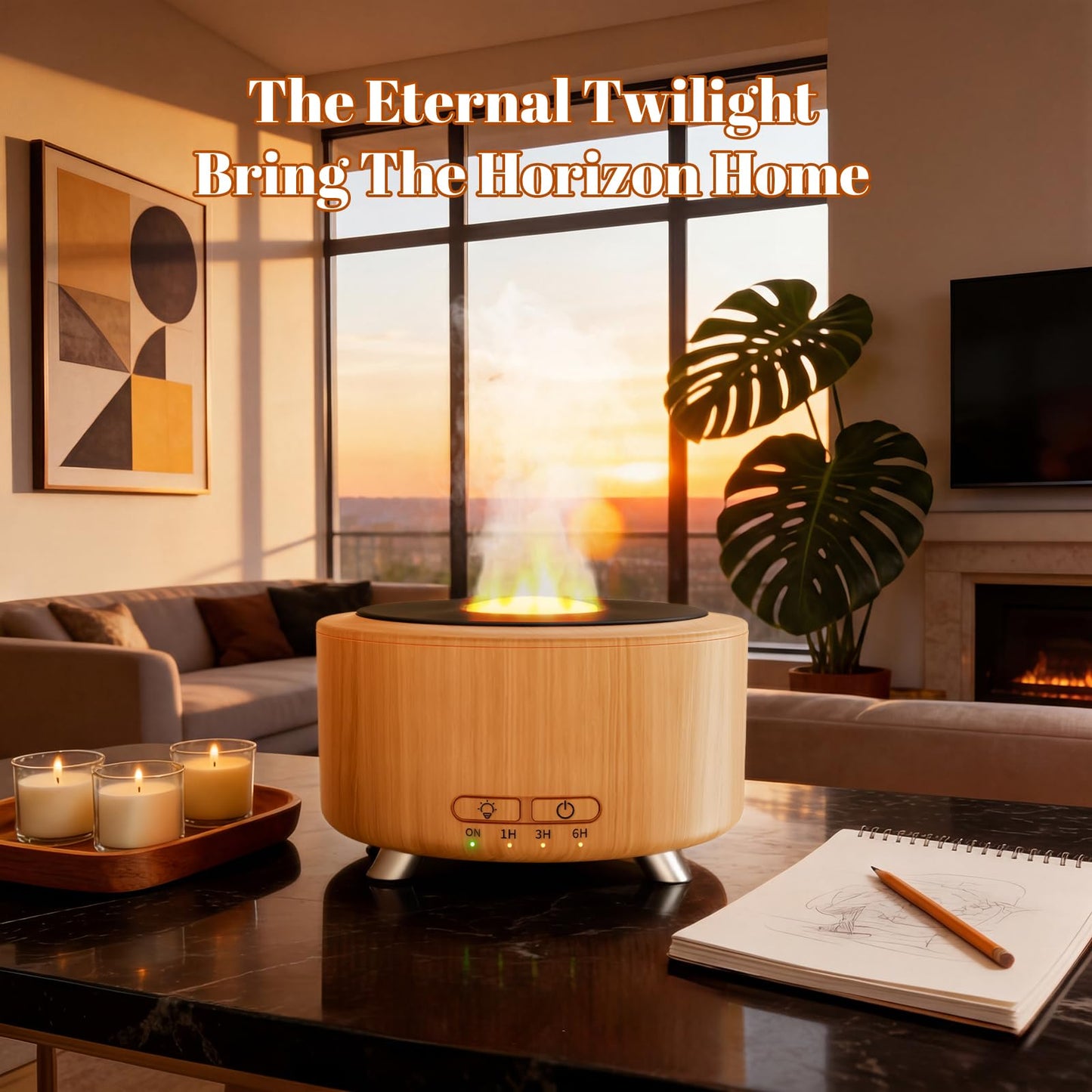 Diffusers for Essential Oils, 500ML Essential Oil Diffusers for Office Room Yoga, Diffuseur d'Huile Essentiel with Auto-Off Function, 9 Colors LED Night Light, Light Wood