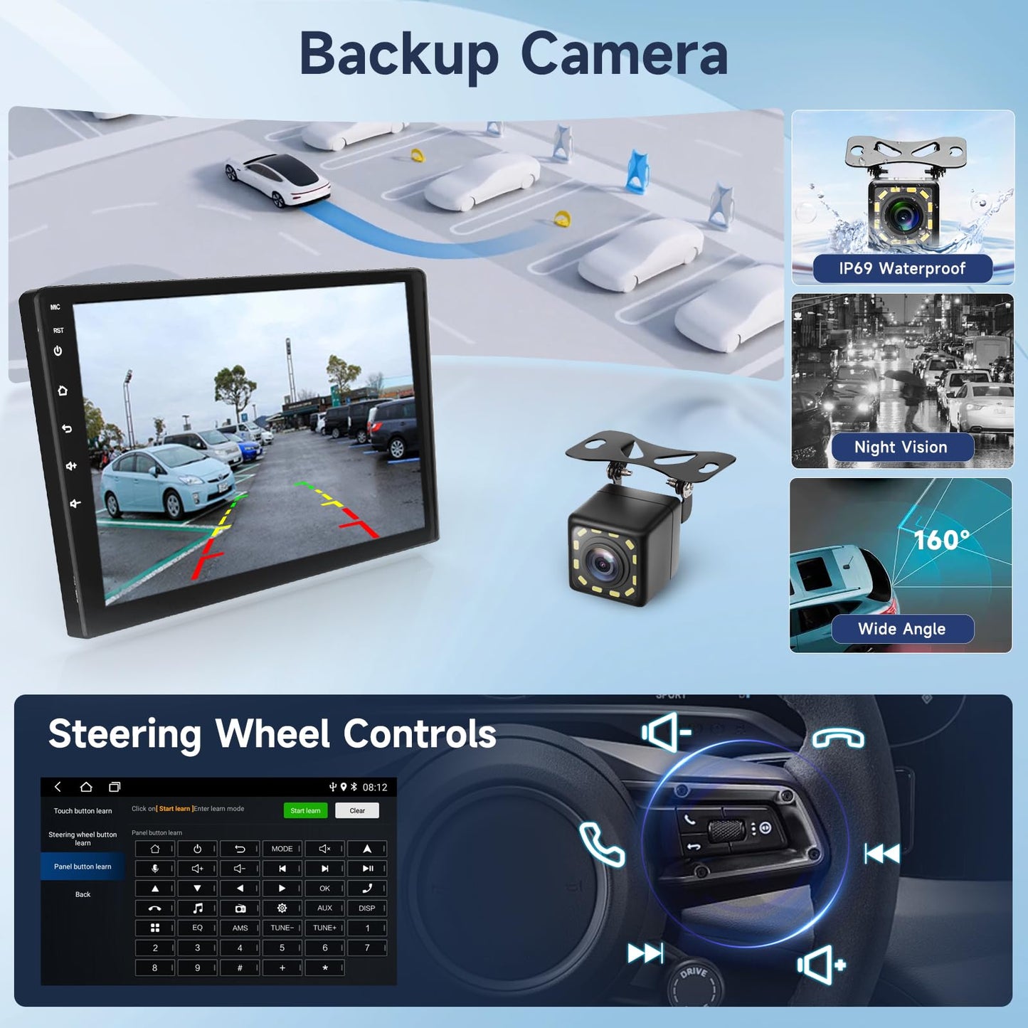 Android Car Stereo Double Din with Bluetooth, Hodozzy 10.1 Inch Touch Screen Car Radio with GPS Navigation, WiFi, DSP Mirror Link, FM RDS Radio, USB, SWC with Backup Camera