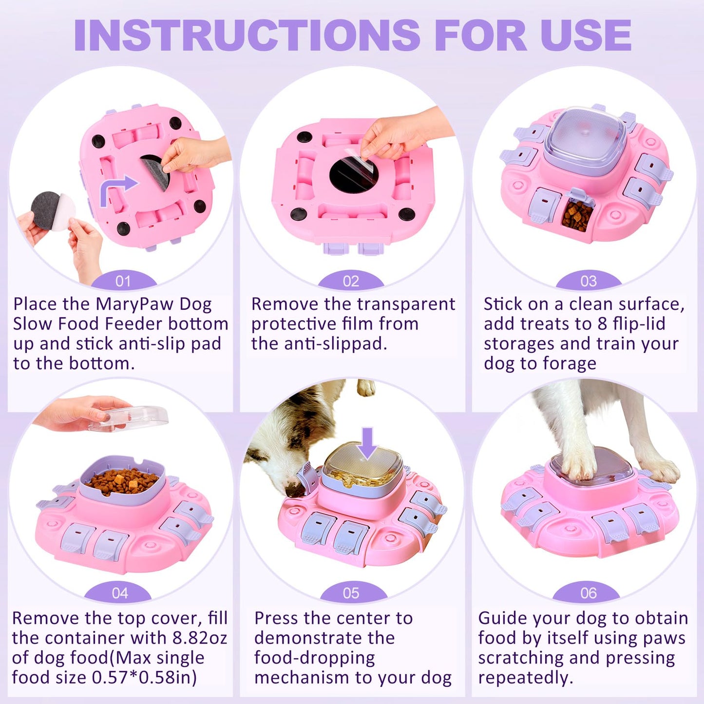 MaryPaw Dog Puzzle Slow Feeder with Treats Dispenser Bowl Design, 2 Levels Interactive IQ Training Toy for All Breeds, Mental Stimulating Entertainment Puzzle for Releasing Energy