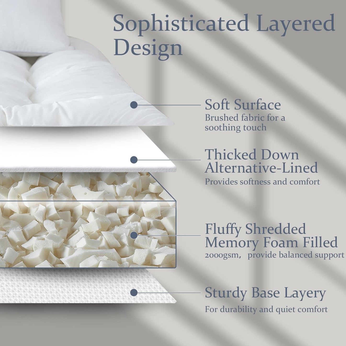 WhatsBedding 5 Inch Memory Foam Mattress Topper Twin for Back Pain Relief, Filled with Breathable Memory Foam, Soft Fluffy Supportive Bed Mattress Topper, 75x39x5in