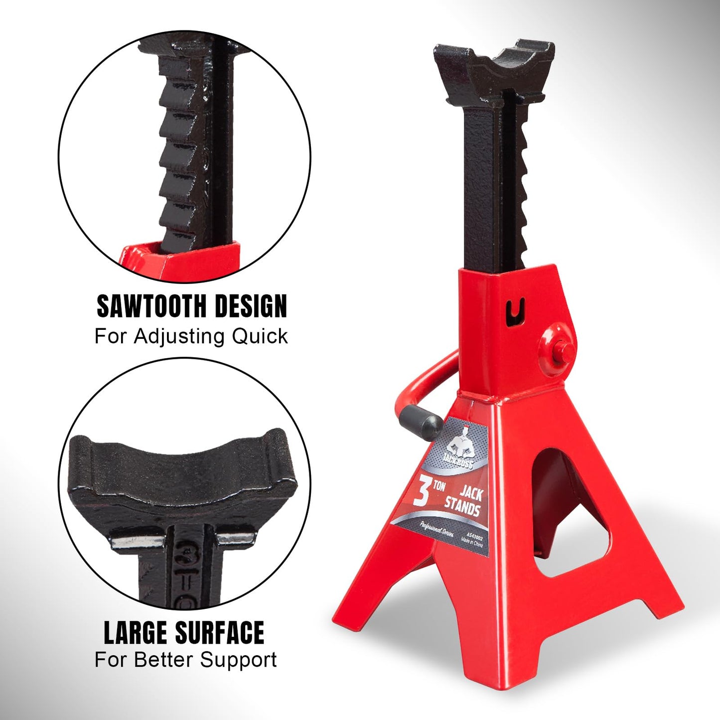 Jack Stands 3 Ton (6,000 LBs) Car Jack Stand Adjustable Car Lifting Stand (Not Suitable for SUV,Truck), Red, 2 Pack