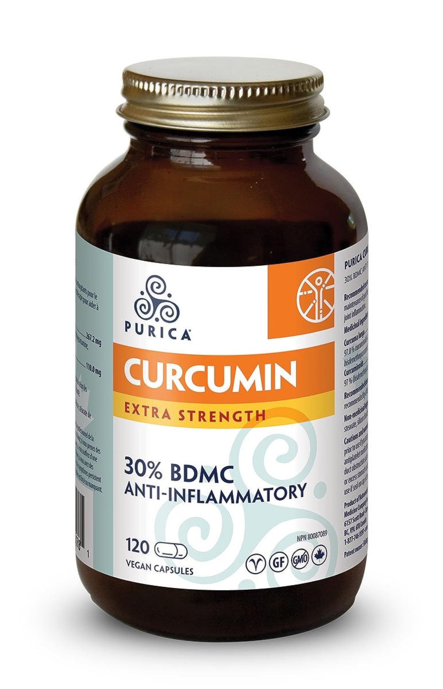 PURICA Extra Strength Curcumin 30% BDMC, 120 Vegan Capsules 120-Day Supply - Turmeric Curcumin Supplements for Skin and Brain Health - Provides Antioxidants for the Maintenance of Good Health
