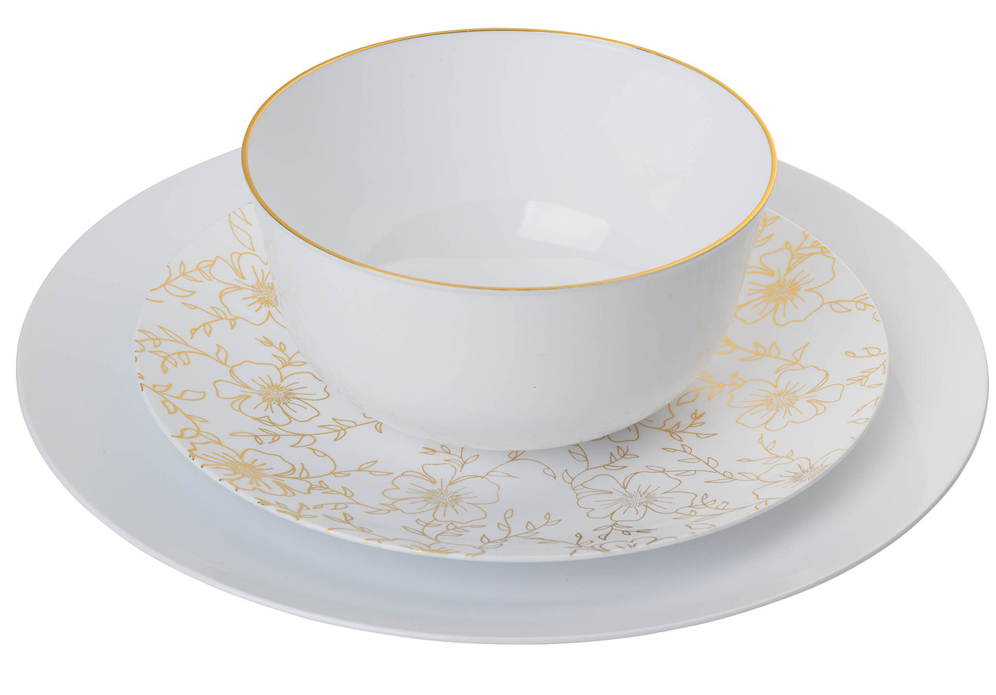 Premium 10.25 inch. Trend White Disposable Plastic Plates, Food Grade Plastic Dinner Plates - 40 Pack - Trendables™