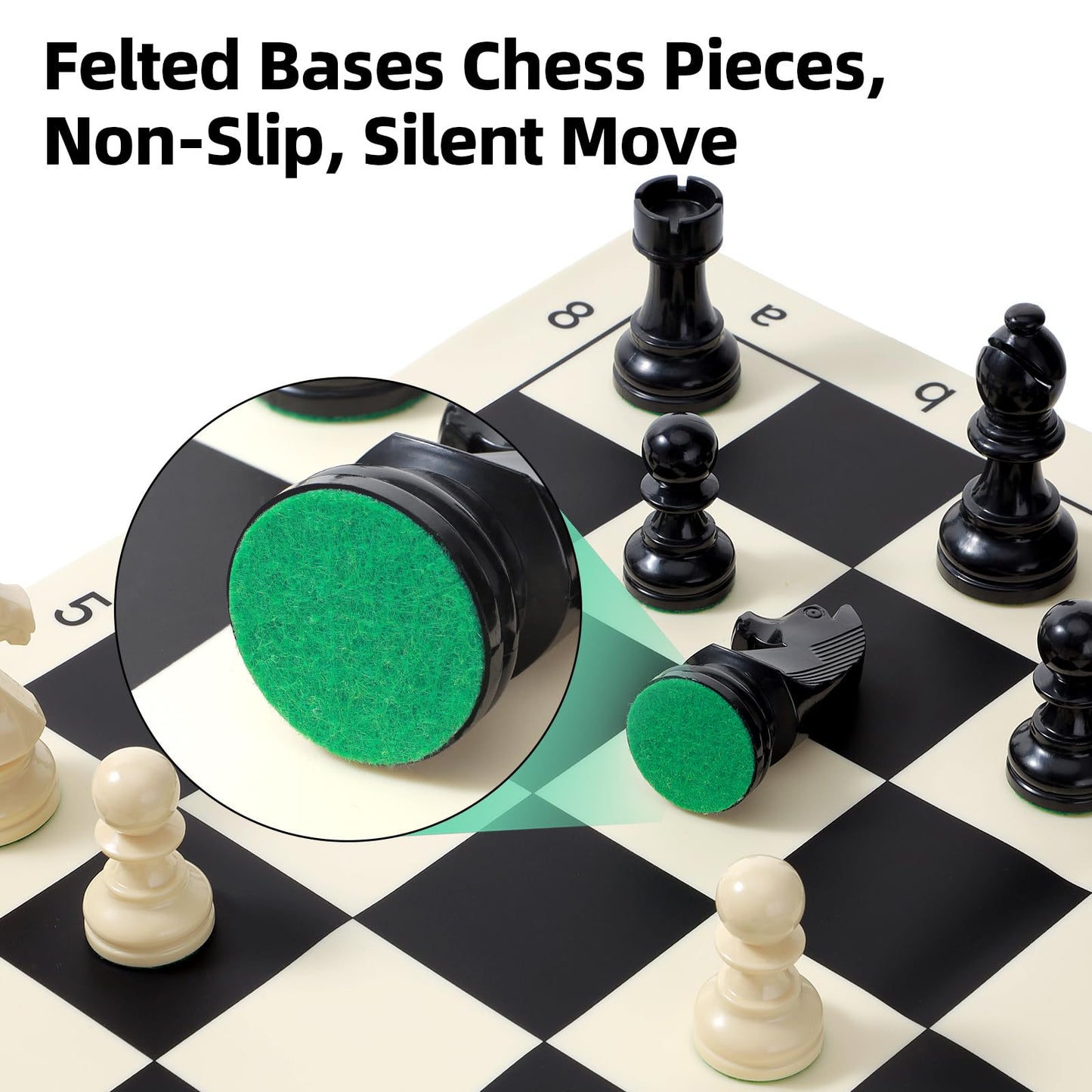 Chess - 20" Silicone Chess Board Set, 3.86" King Height Weighted Pieces with 2 Extra Queens, Foldable Chessboard Portable Travel Tournament Chess with Carrying Storage Bag