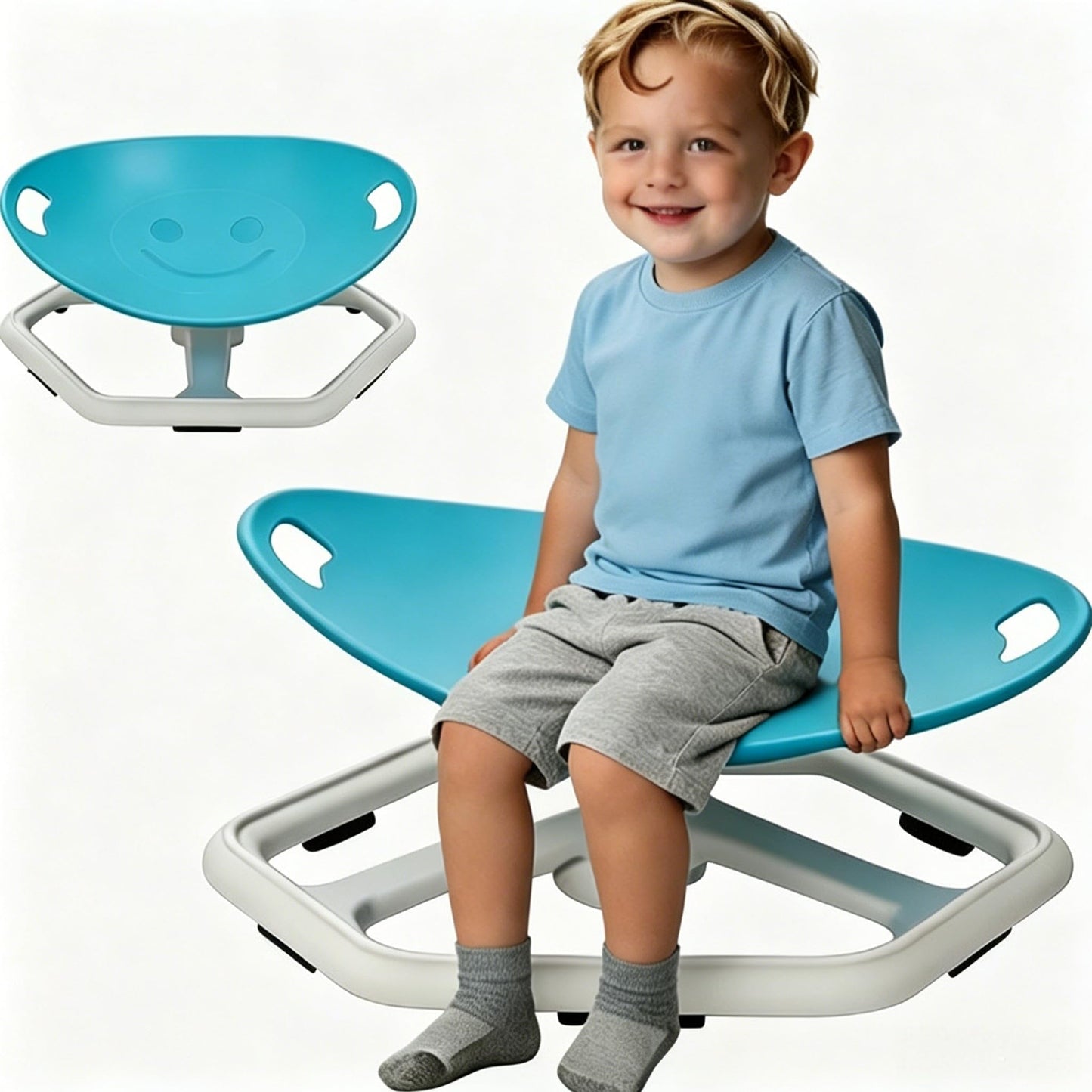 Sensory Spinning Chair for Kids, 360° Sit and Spin Seat for Autism & ADHD, Indoor/Outdoor Balance Training Toy, Sturdy Non-Slip Base, Supports 220 lbs Blue