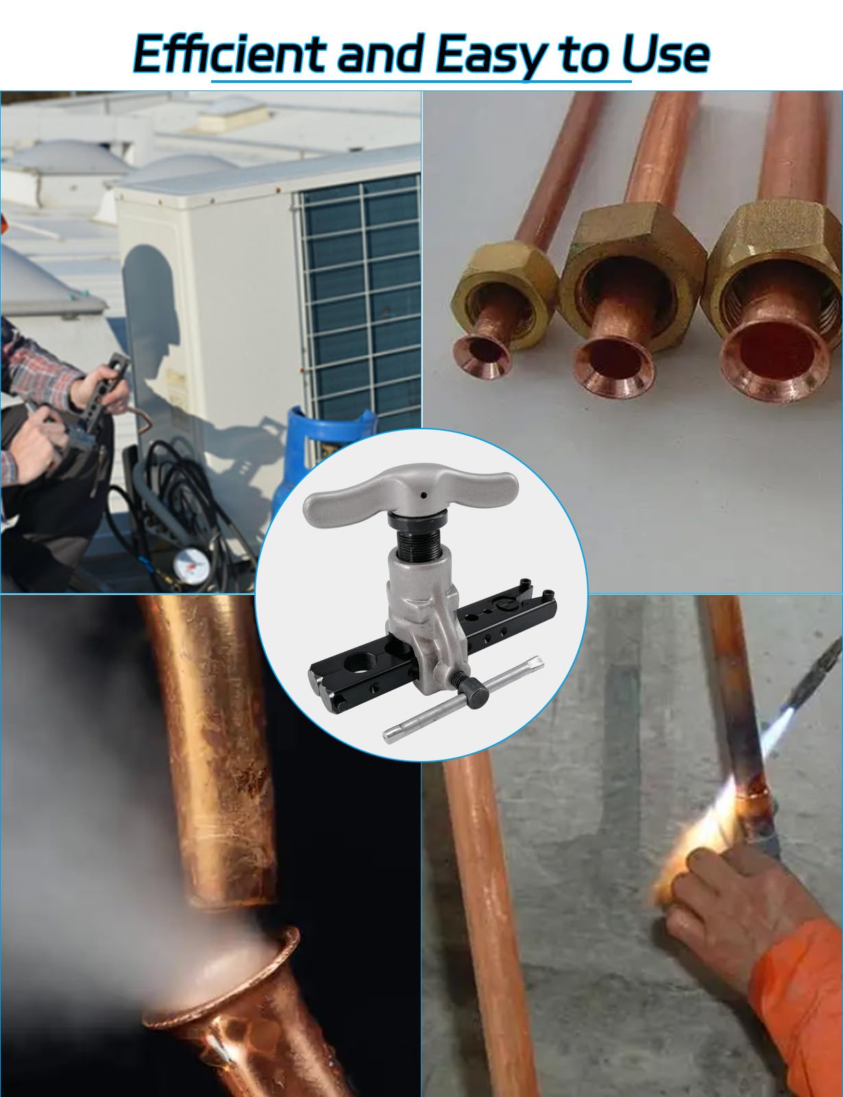 AeKeatDa Alloy Steel Refrigeration Eccentric Cone Tube Expander Pipe Cutter 45 Degree 12 Size Flaring Tool Kit, 6-19mmm 1/4"、5/16"、3/8"、1/2"、5/8"、3/4" Tubing Pipe Flare Tool Cone for Cooler Boiler