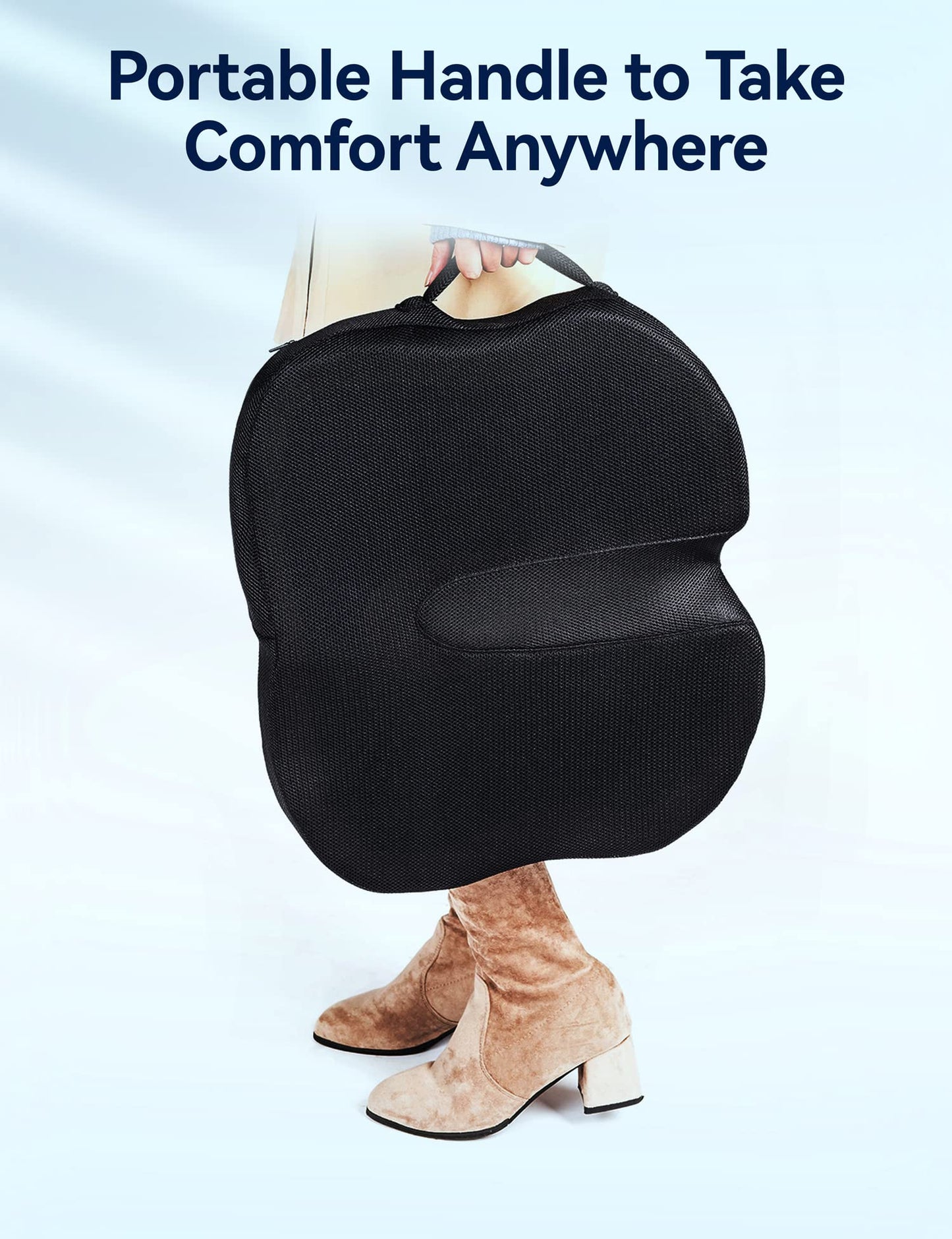 Travel Ease Gel Memory Foam Seat Cushion, Butterfly-Shape Seat Cushion for Long Hours Sitting Comfort, Butt Support Pillow for Office Chair, Car Seat, Dining Chair (Black)