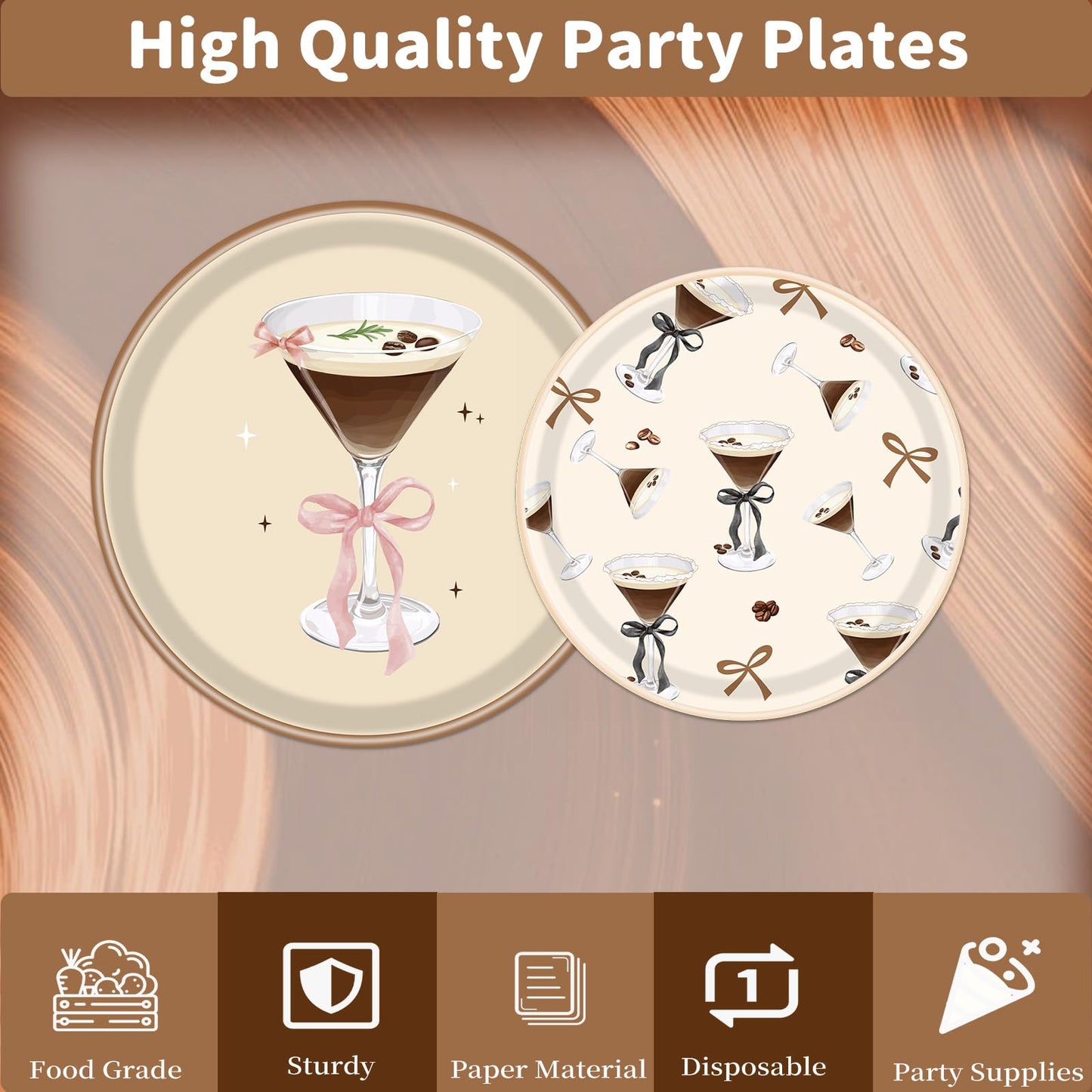 Gameza Espresso Martini Birthday Decor - 96PCS A Tiny Bit Older Paper Plates and Napkins, Disposable Tableware Decoration Espresso Martini Bar Themed Forks Supplies, Serve 24